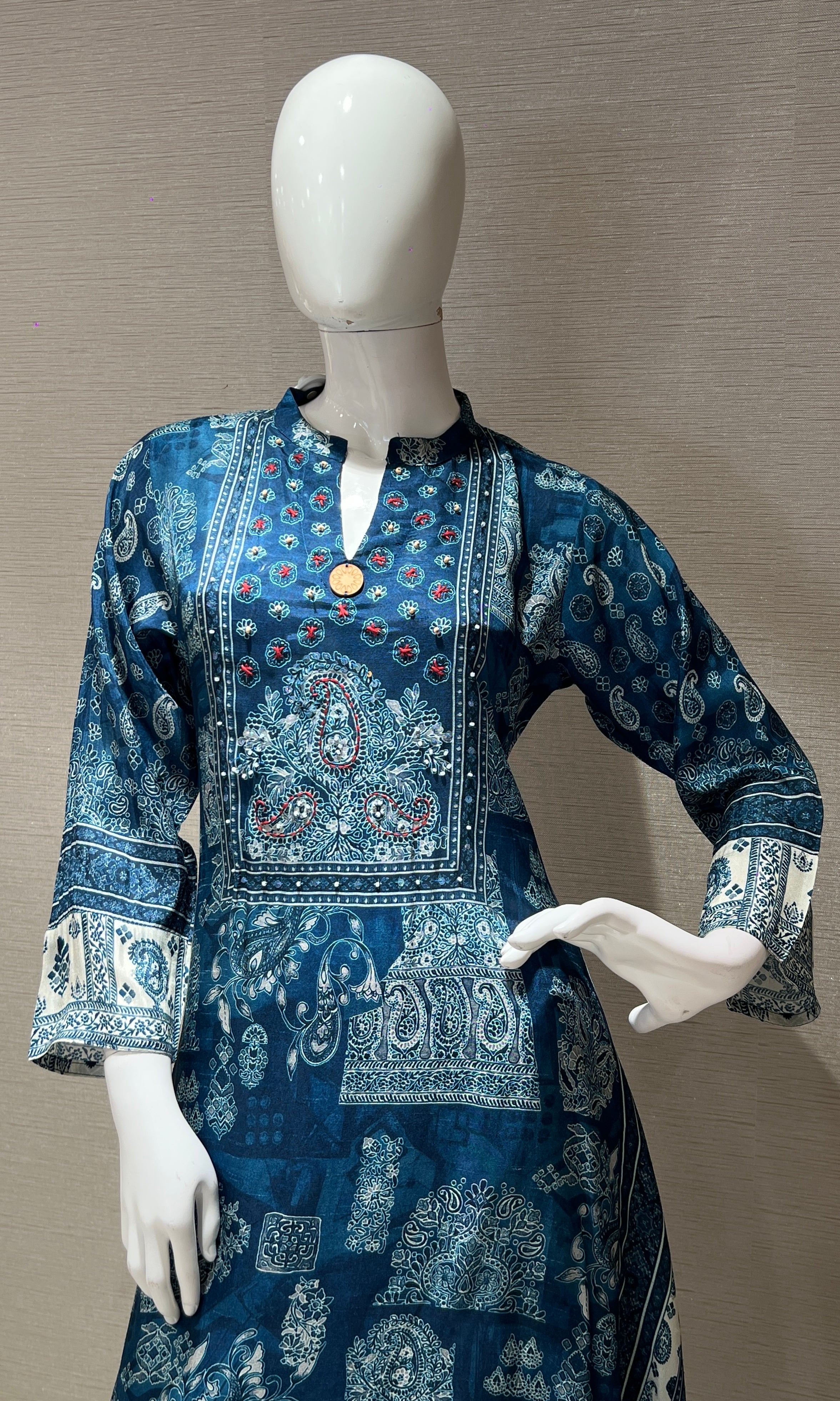 sea Blue kurta set with palazzo pants