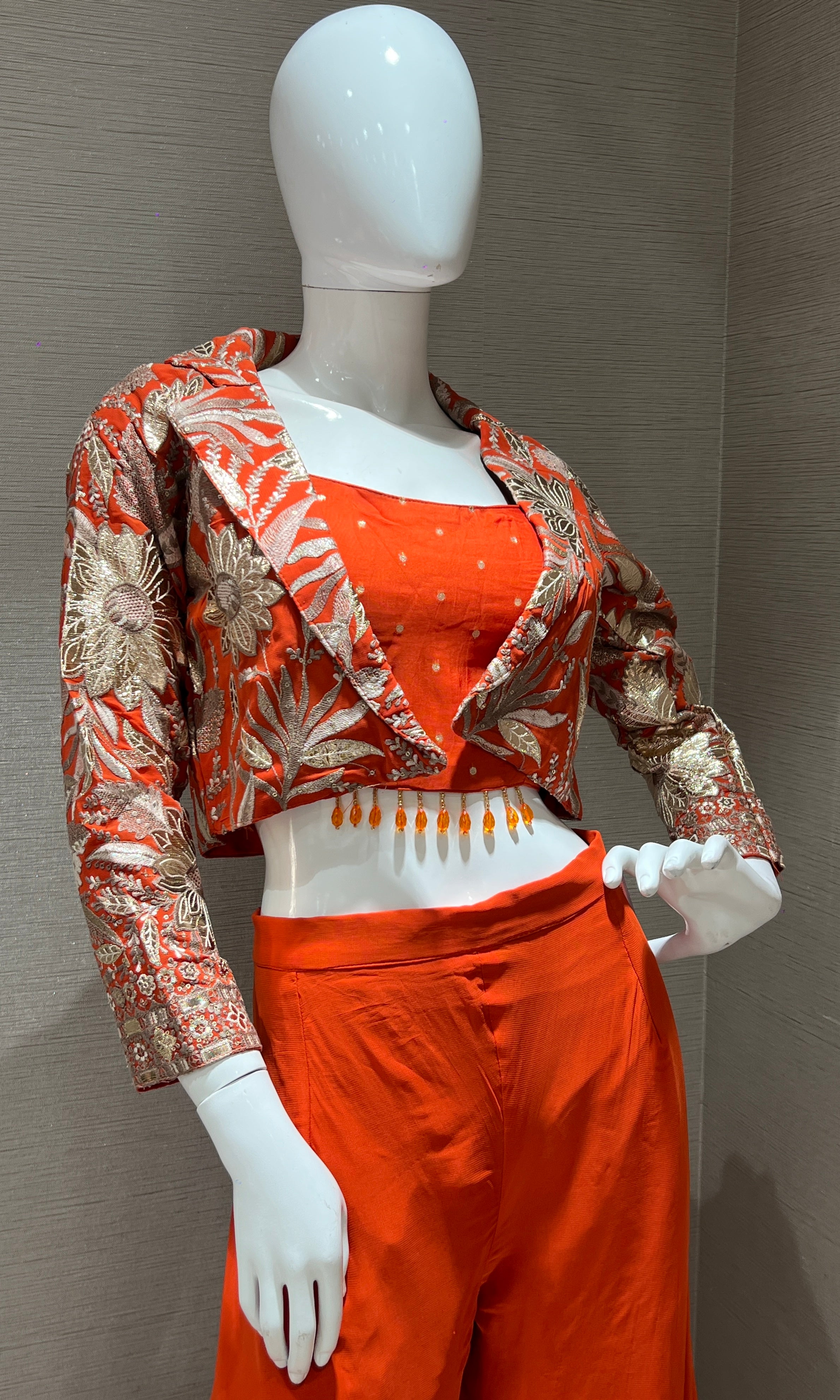 Orange palazzo with jacket