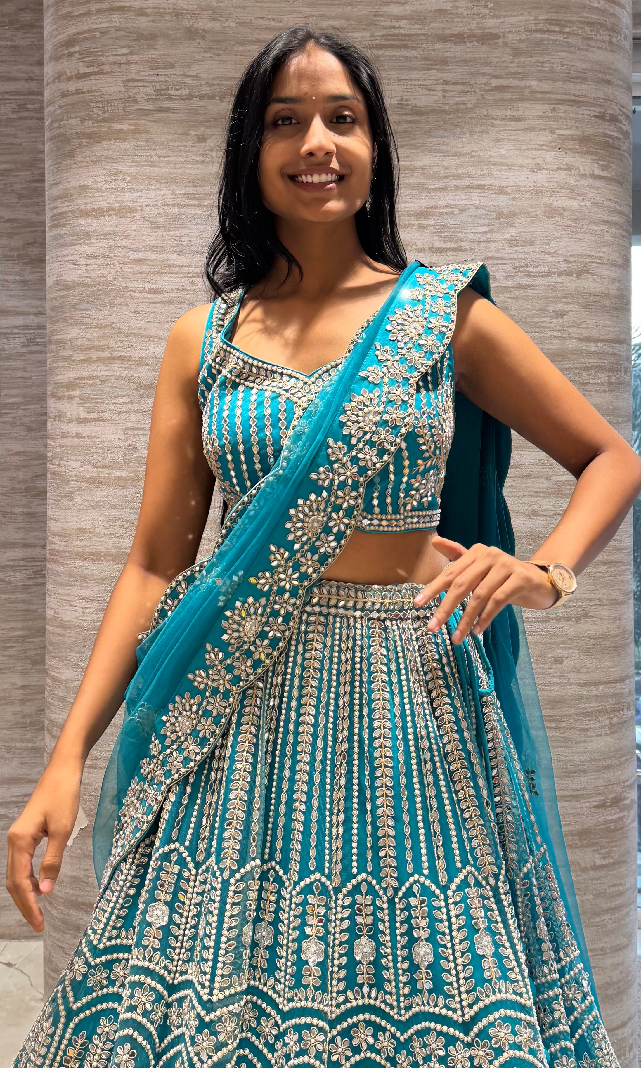 Rama Blue Silver Embroidered Lehenga Set