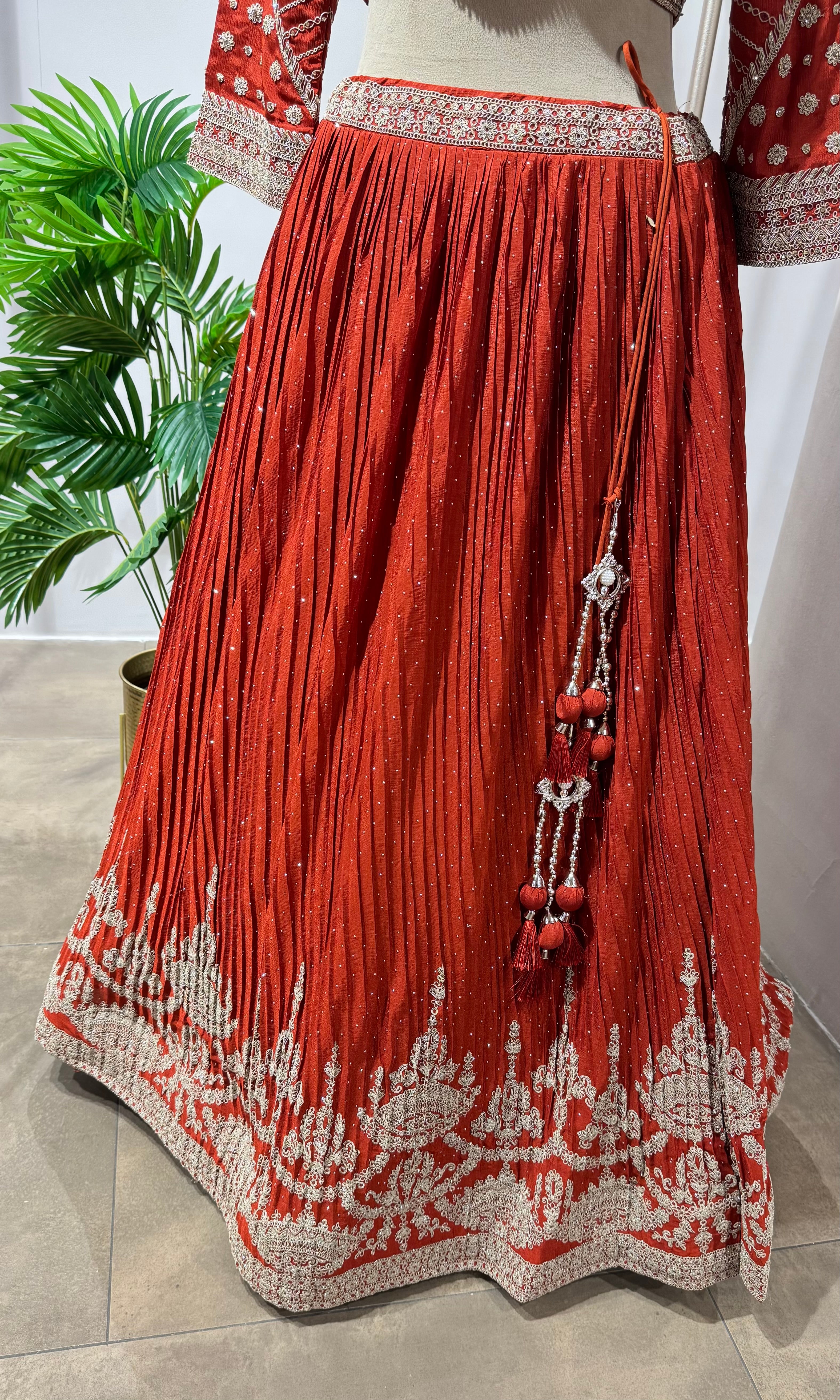 Rust Orange Royal Elegance Lehenga