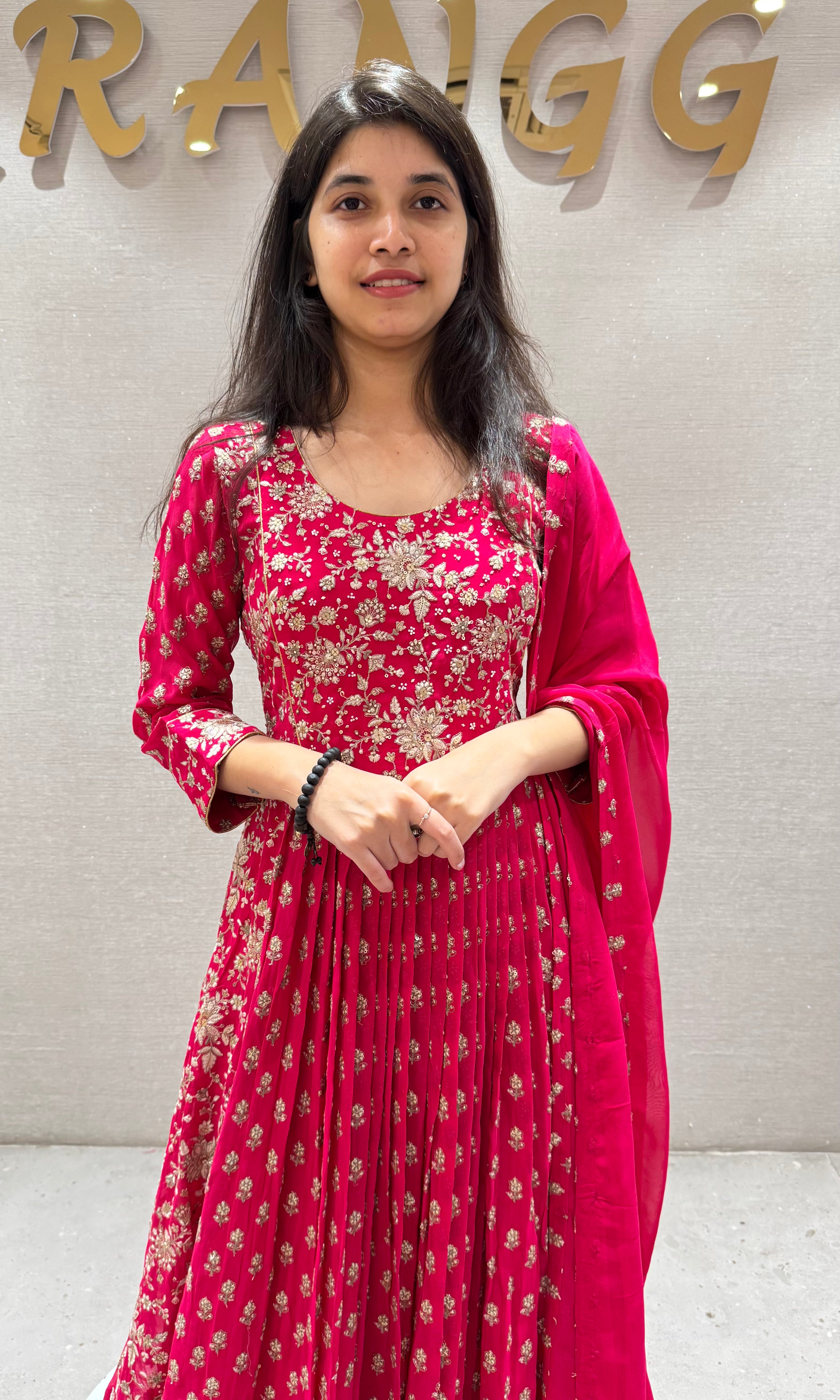 Rani pink ANARKALI long dress