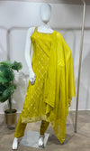 Lime Green silk straight kurta set