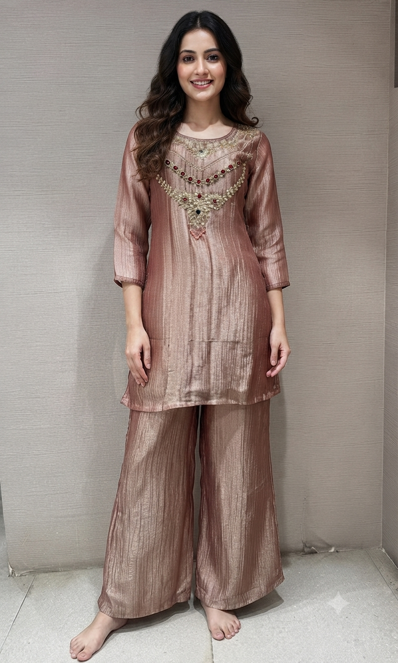 Moee Shimmer Cord Palazzo Set