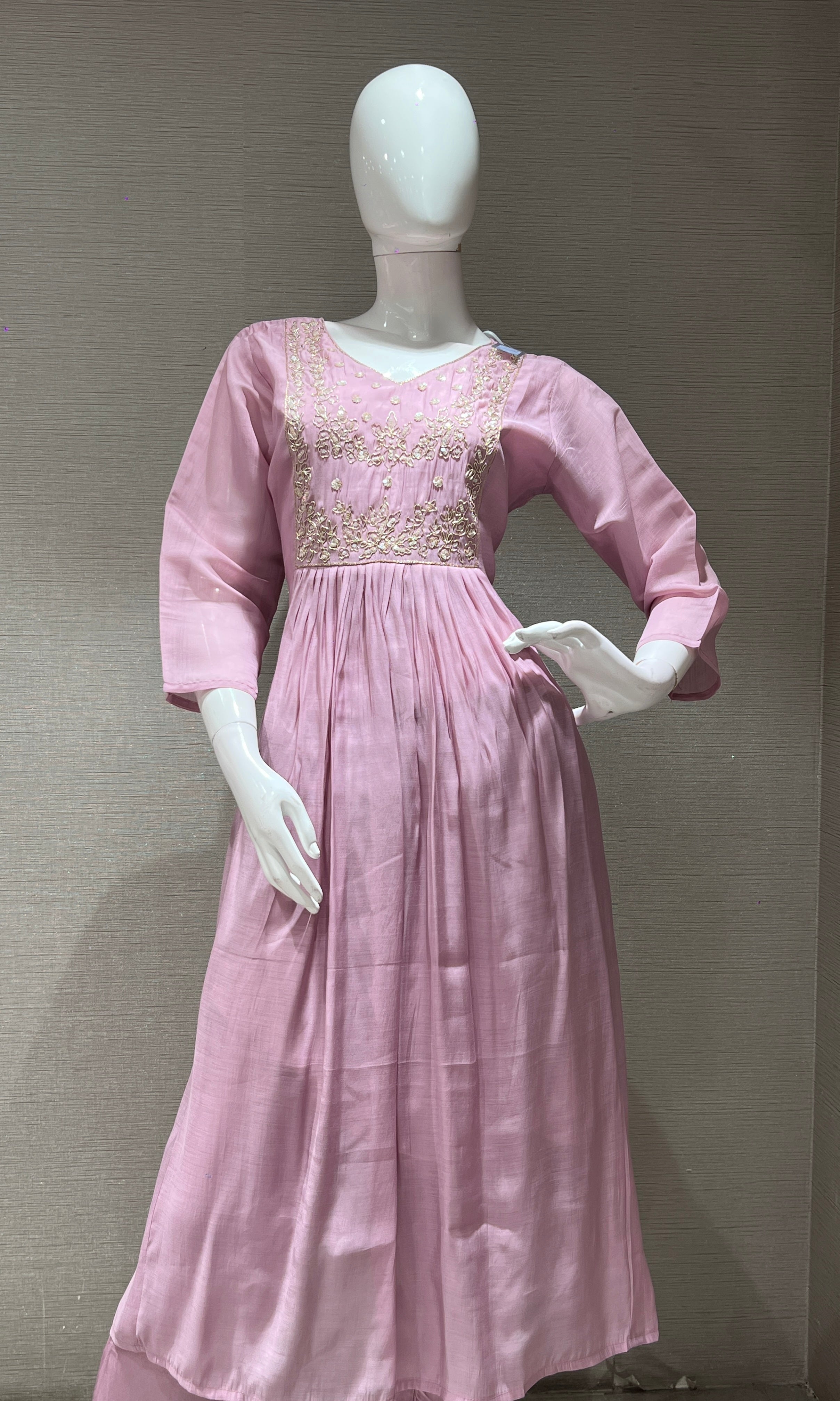 Onion pink MUL CHANDERI kurta set