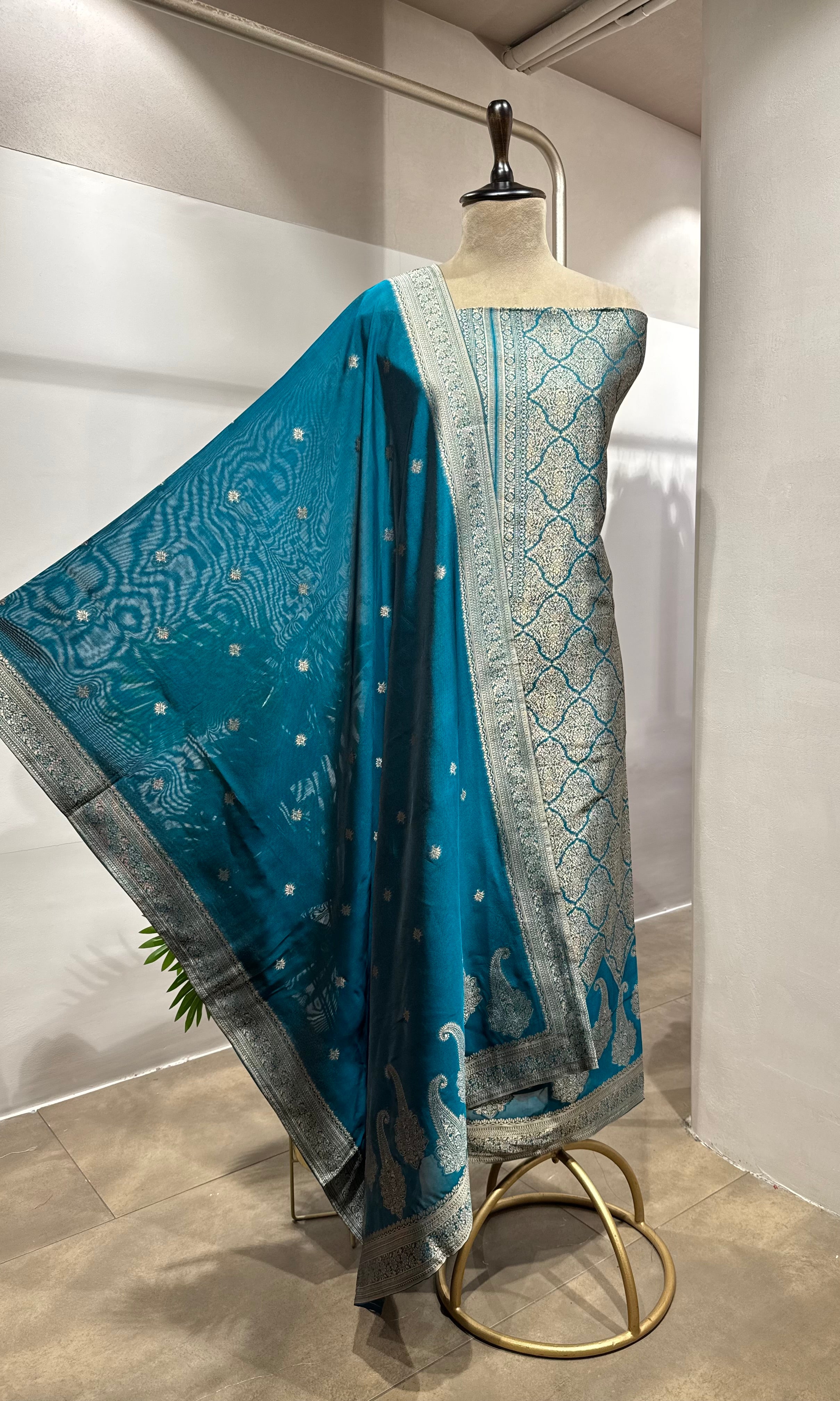 SEA Green Georgette DRESS MATERIAL