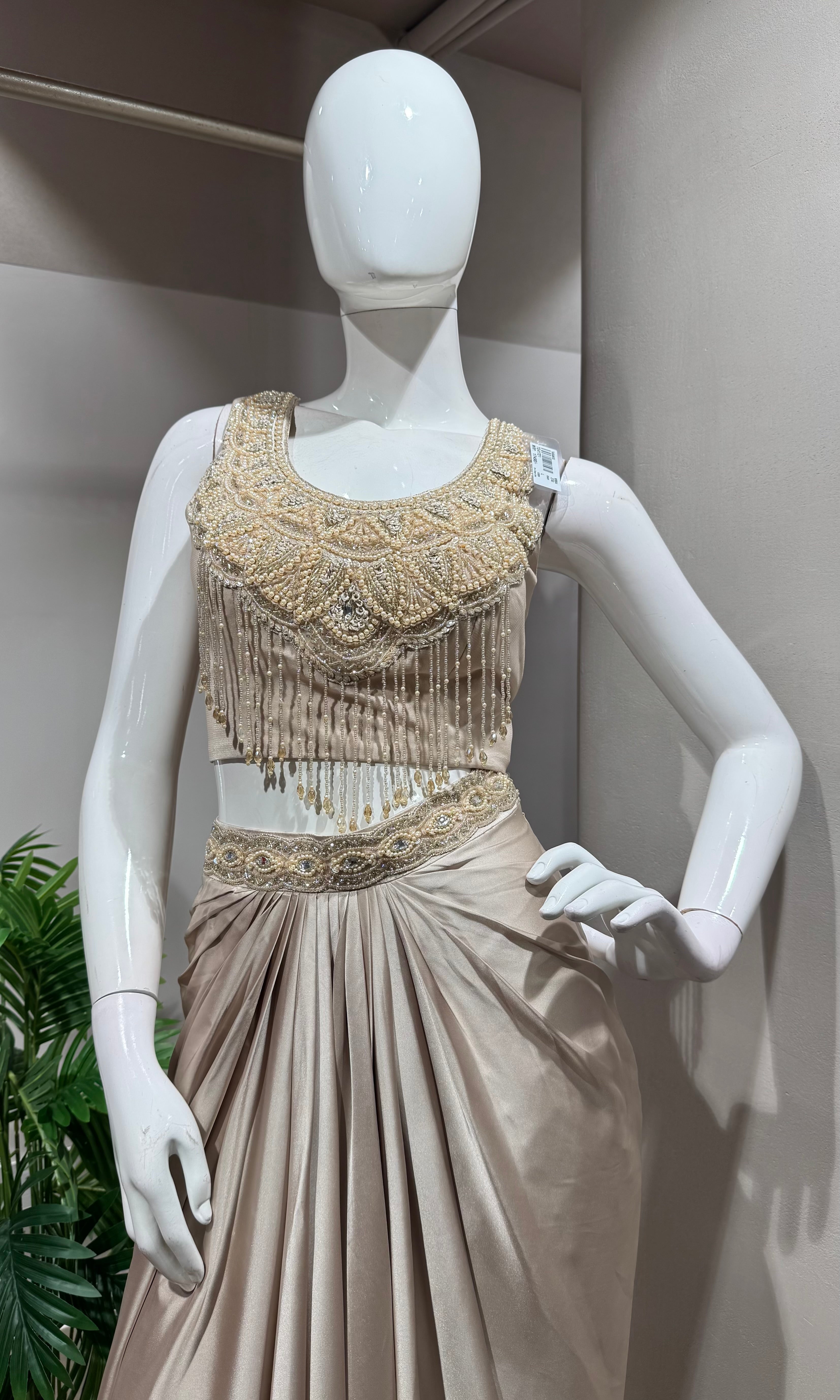 BEAGH DRAPED SKIRT WITH EMBROIDERED BLOUSE