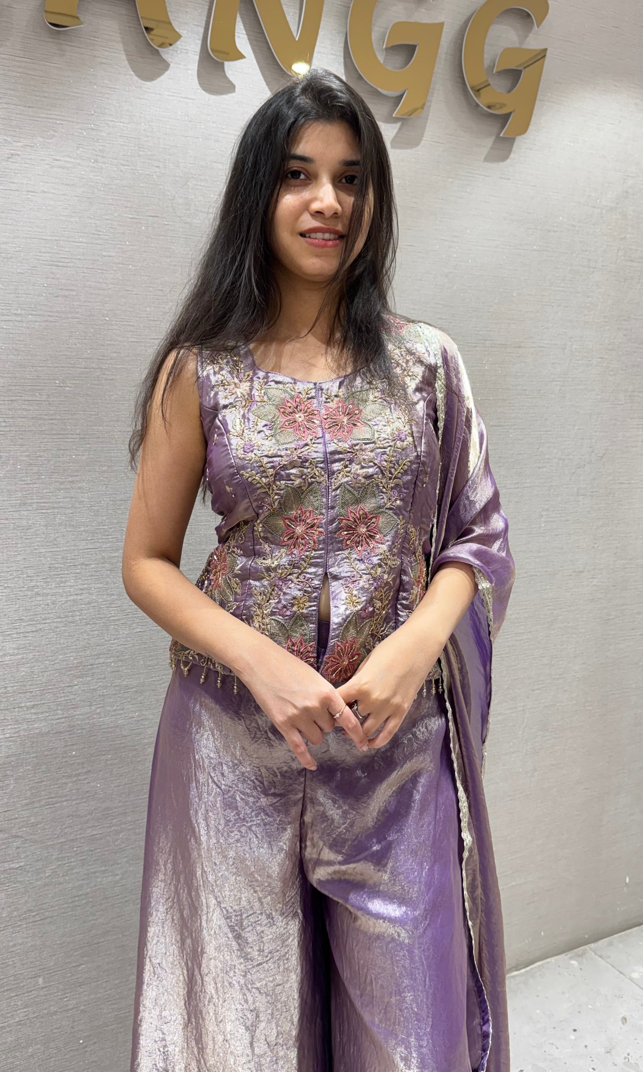 PURPLE Blossom Tissue Palazzo Set