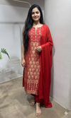 Rust golden banarasi kurta set