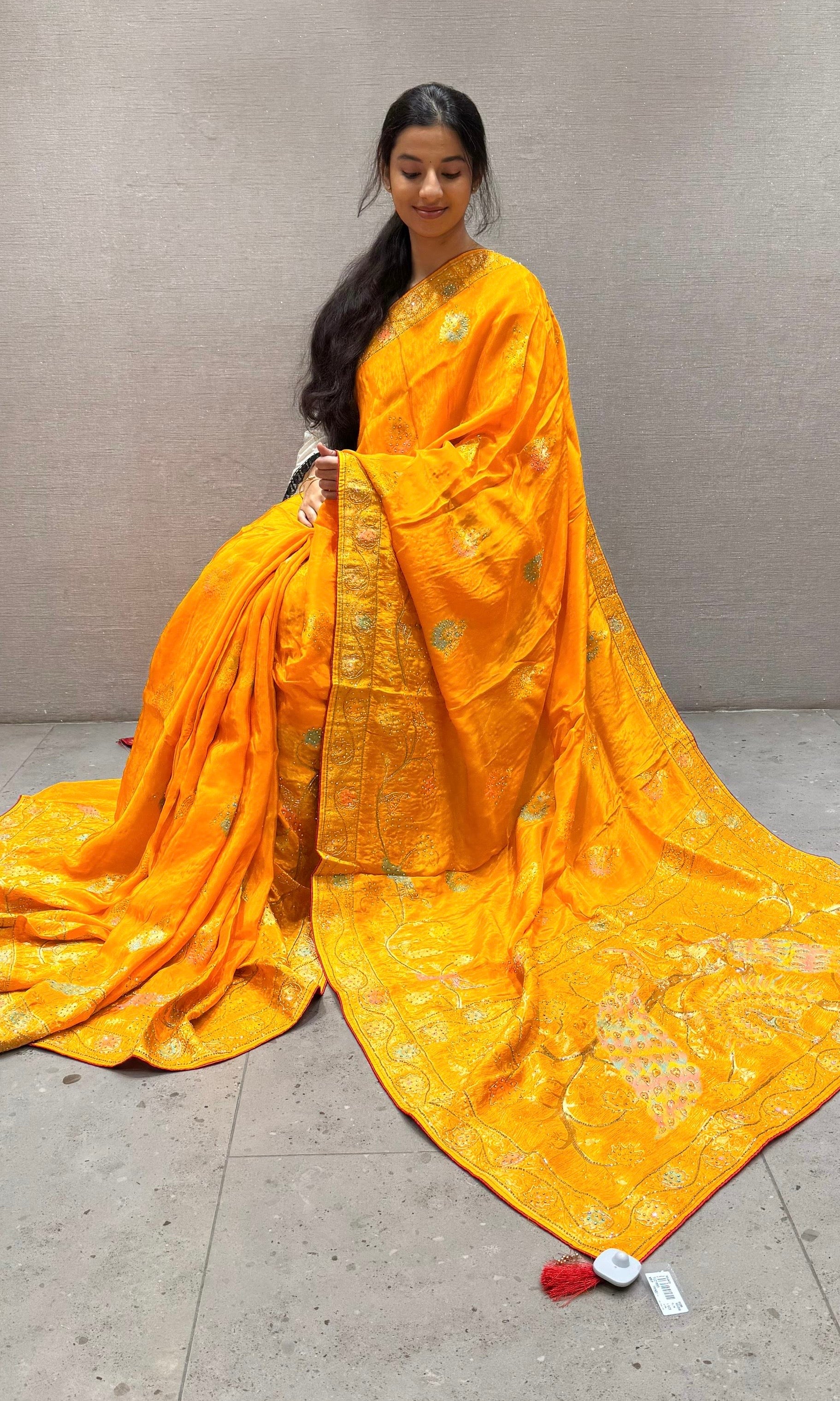 Gold Yellow Banarasi saree