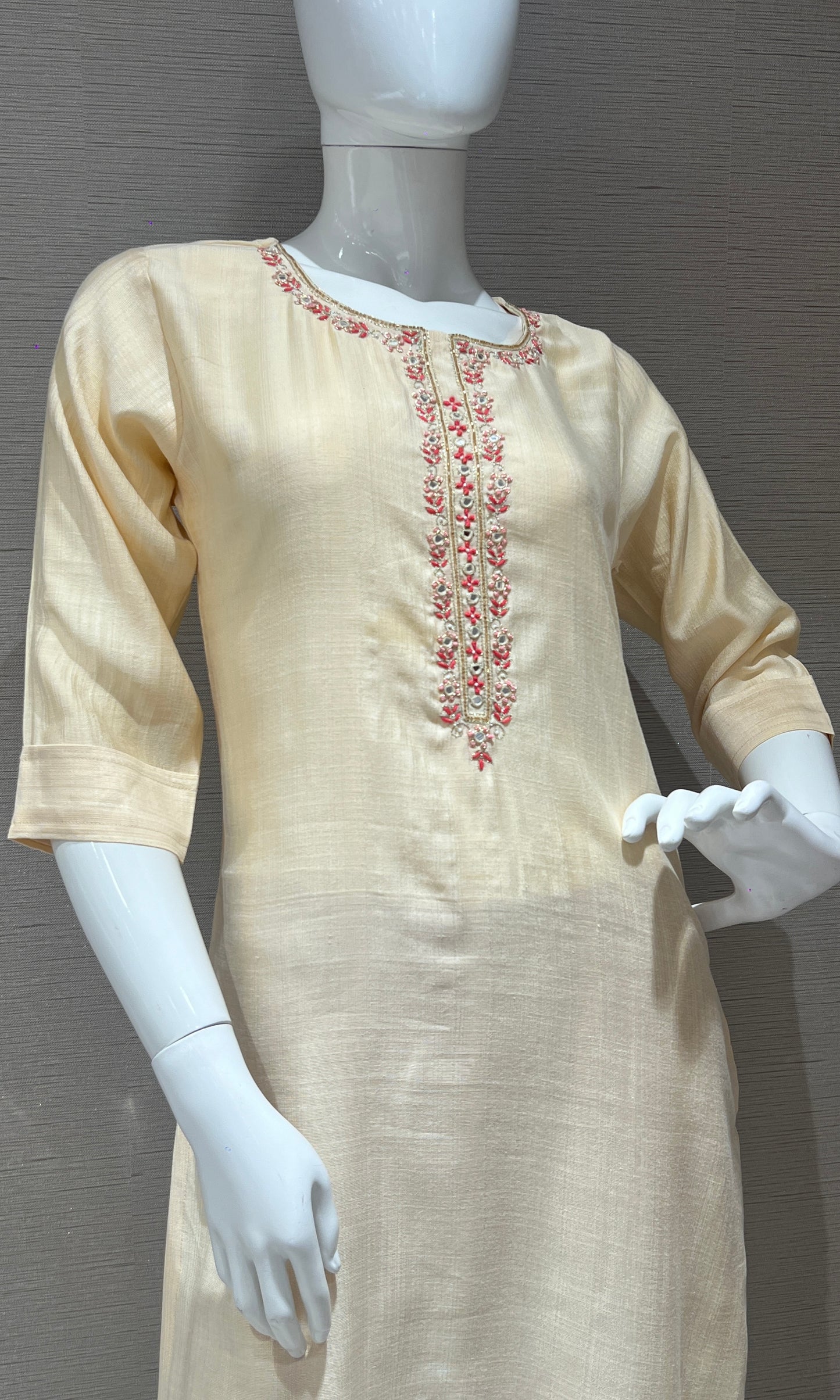 Cream Kurti with neck design