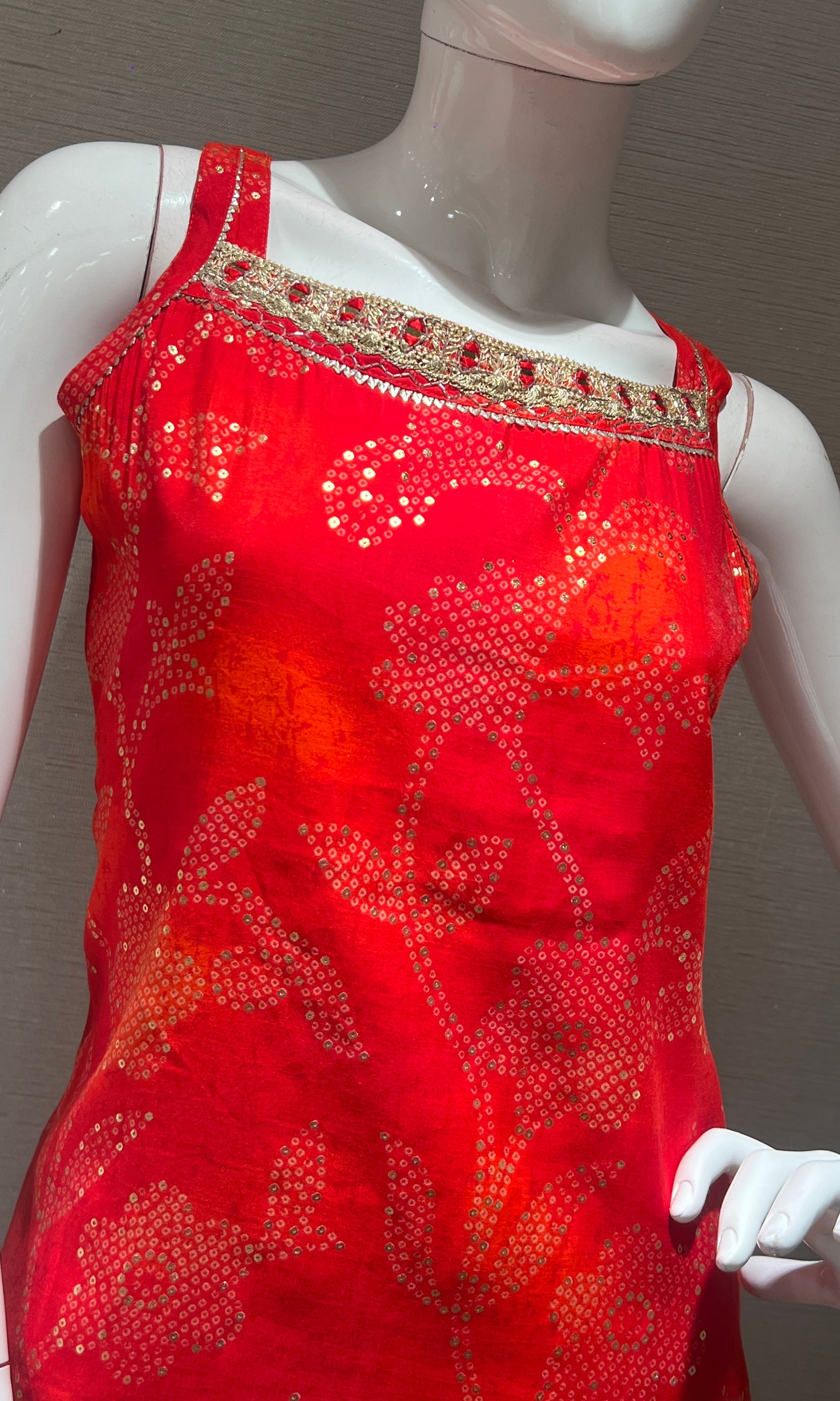 Red FLORAL EMBROIDERED SHARARA SET