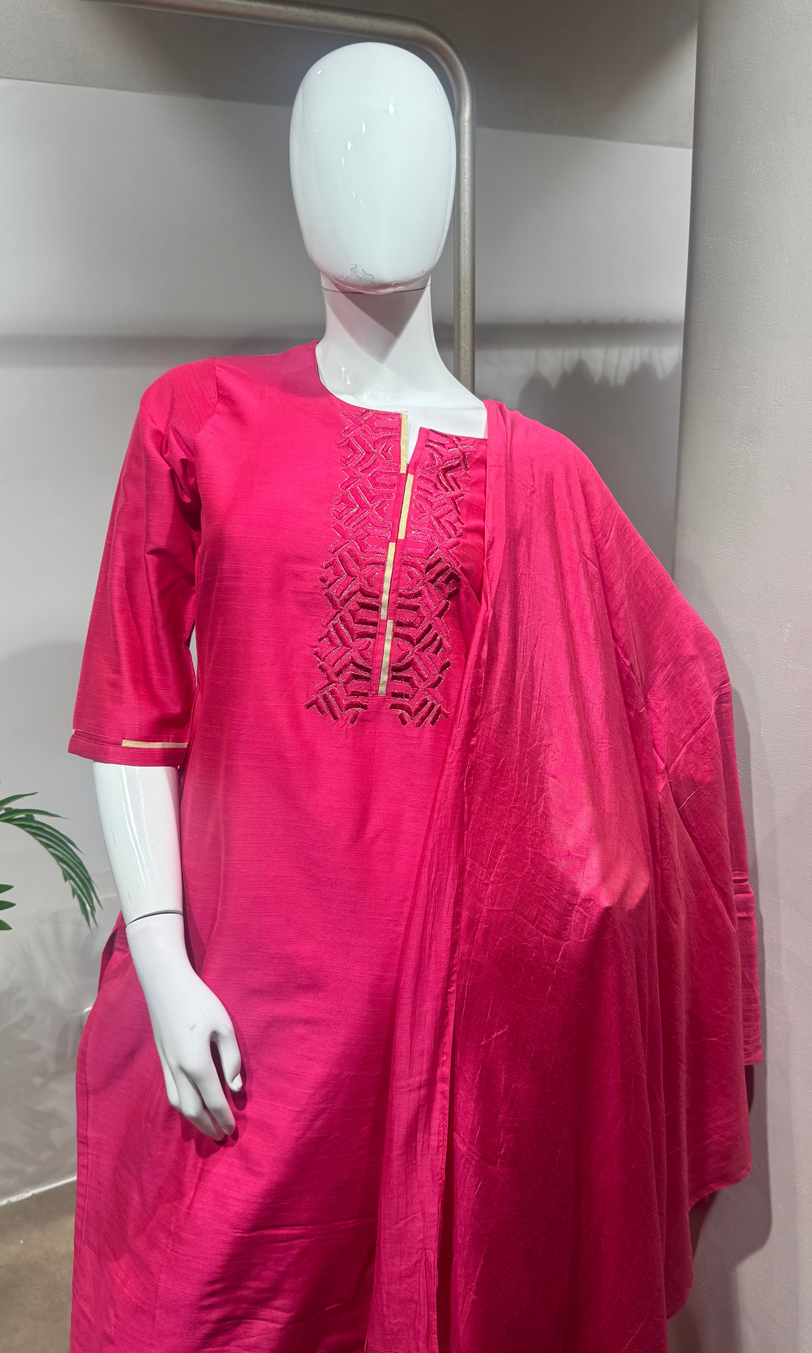 Pink Embroidered Kurta Set with Dupatta