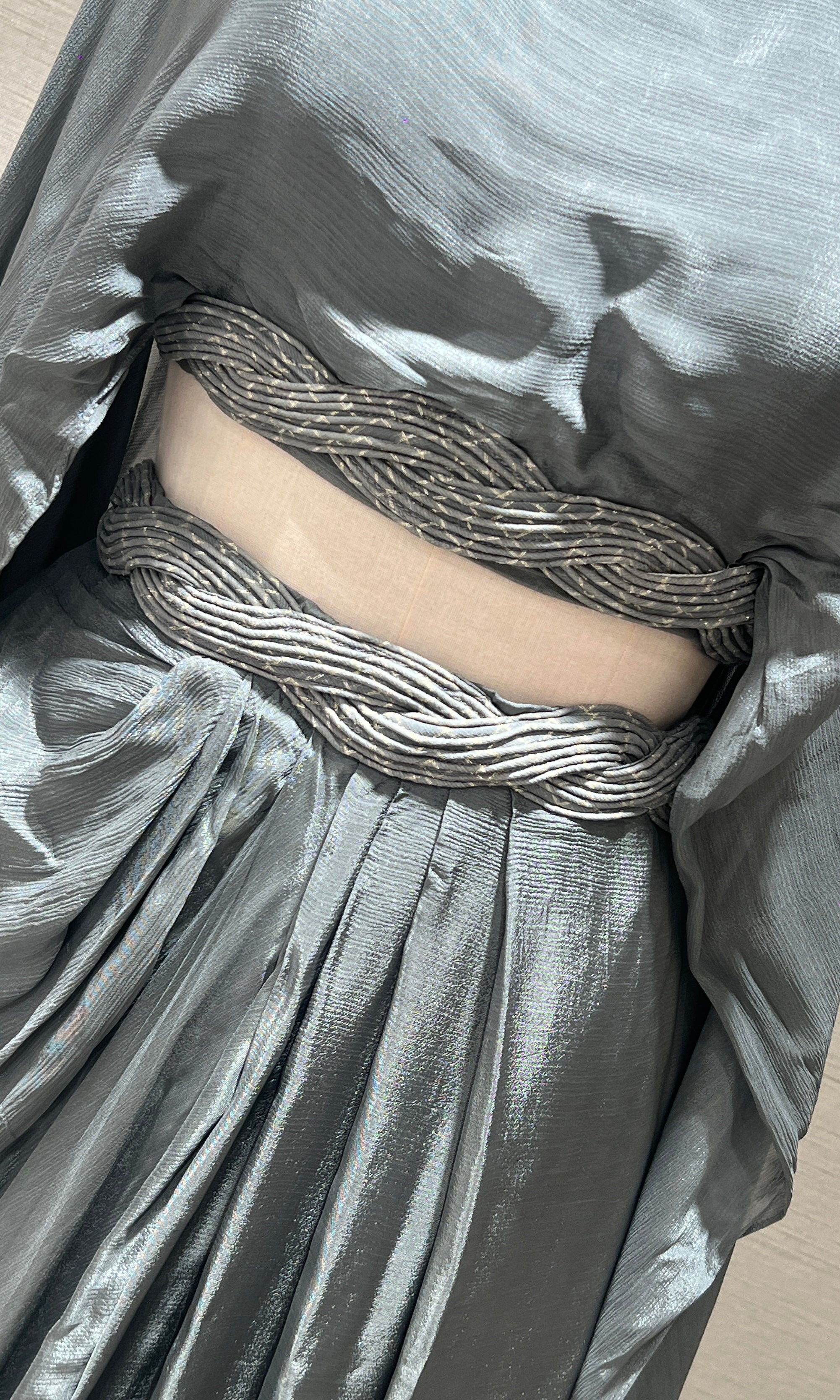 Shiny Grey cape skirt indo western dress
