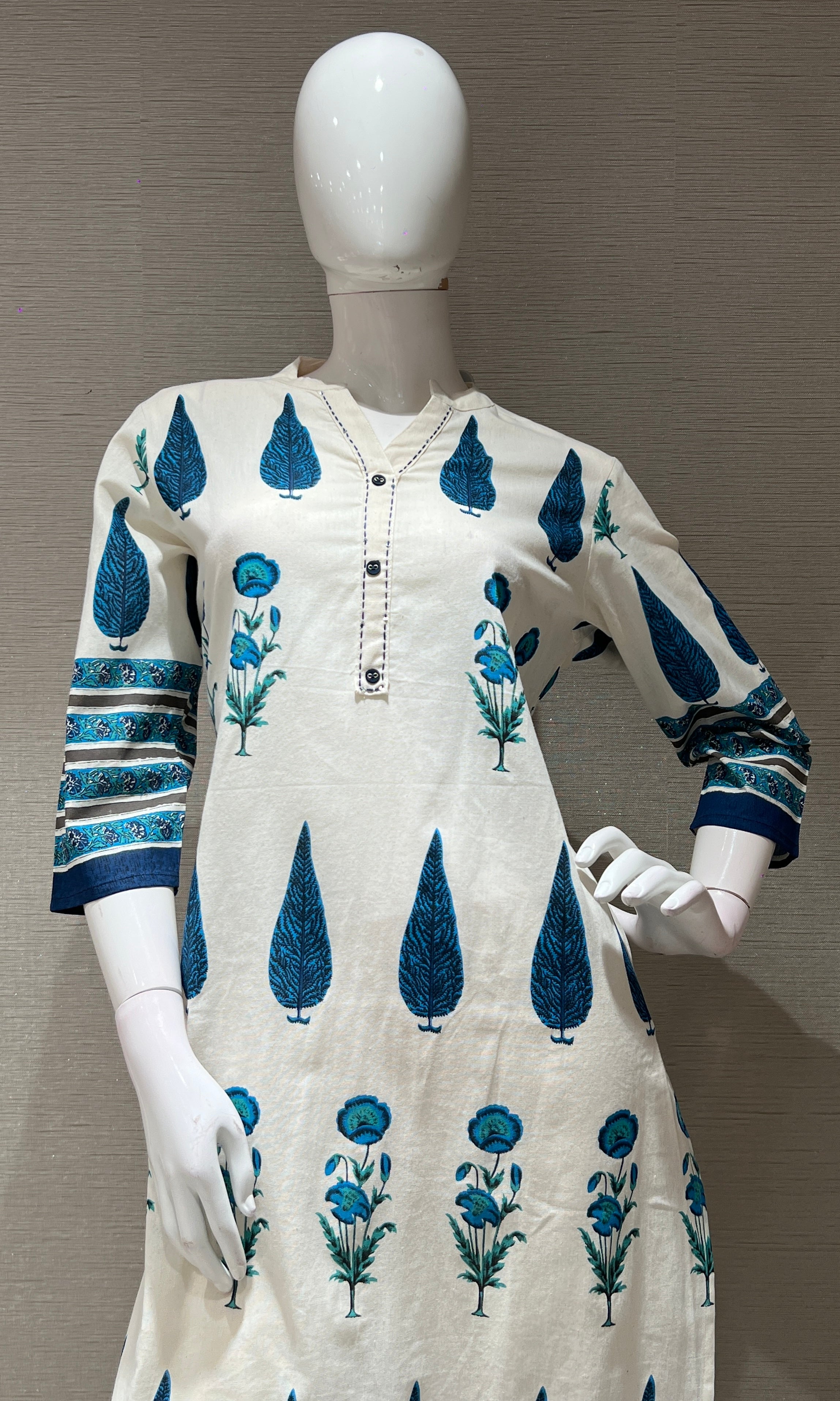Cream ETHNIC PRINTED kurta set