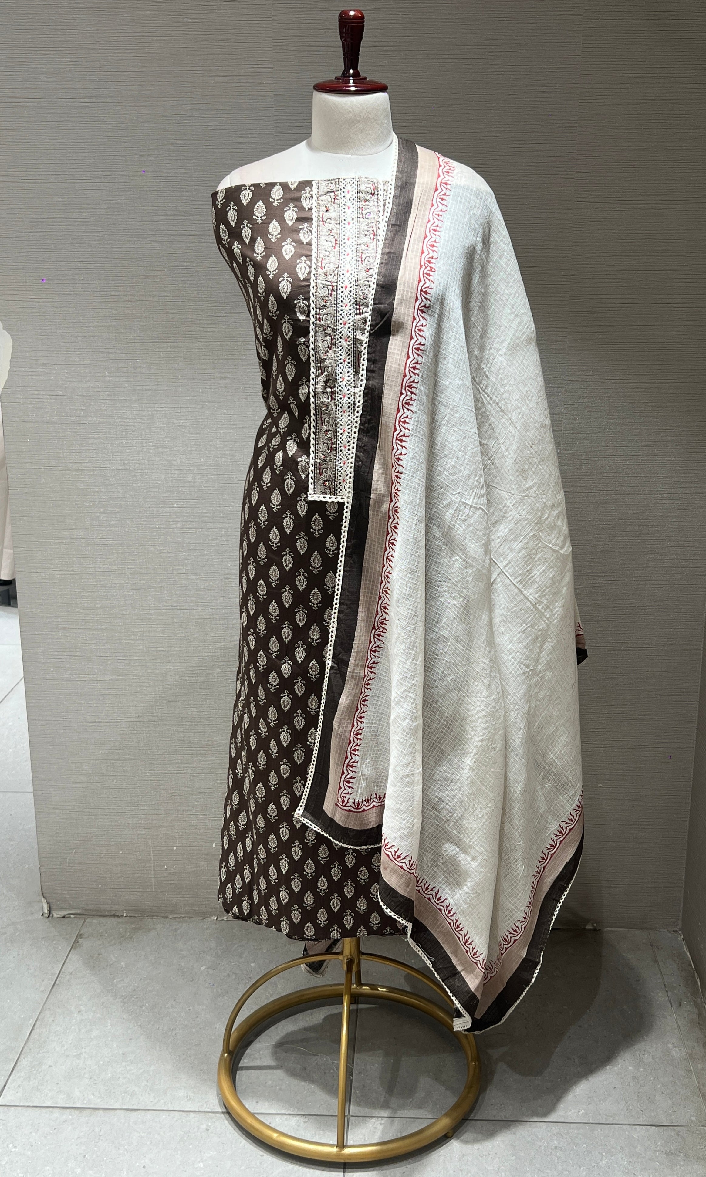 Brown dress material
