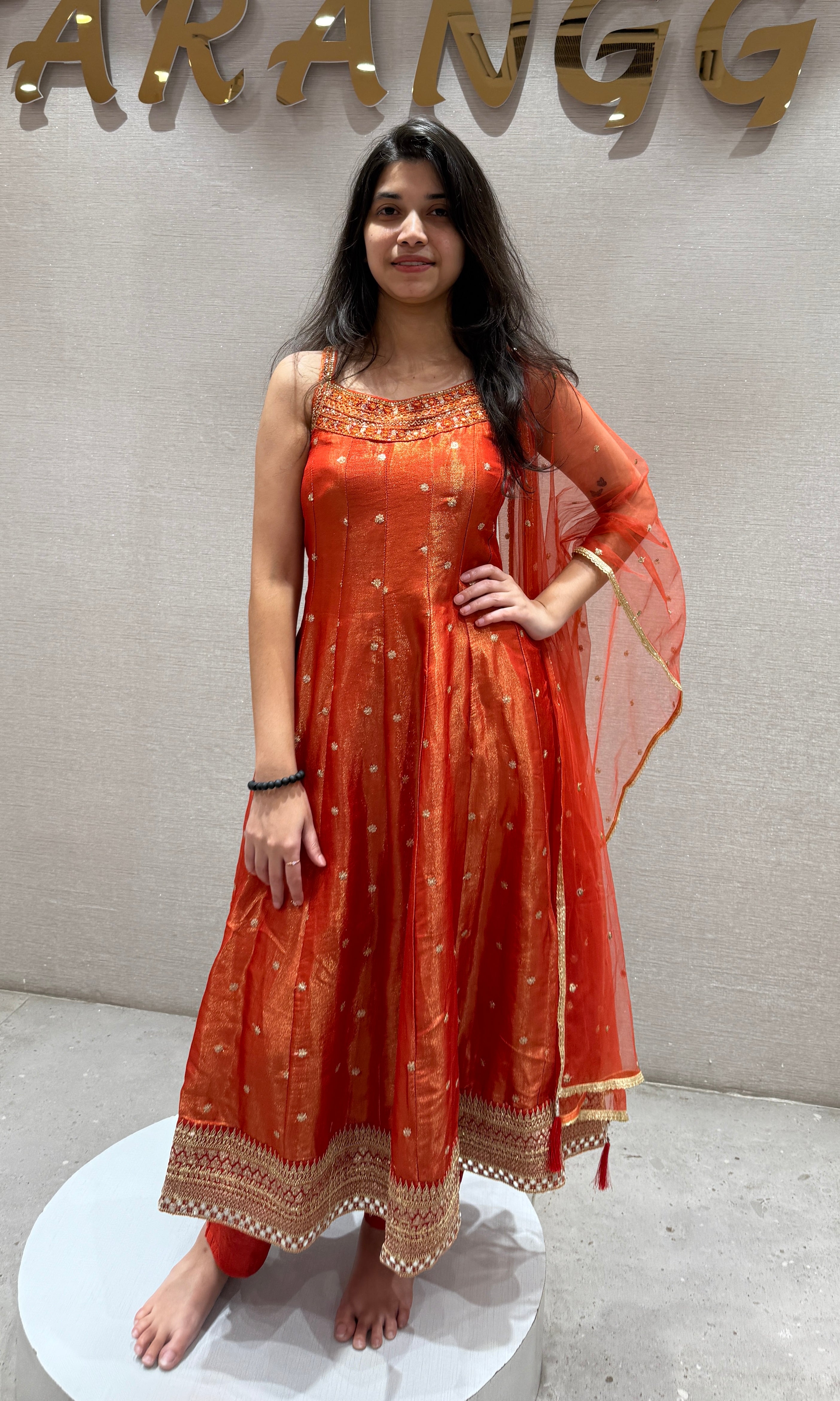 Orange GOLD EMBROIDERED Anarkali