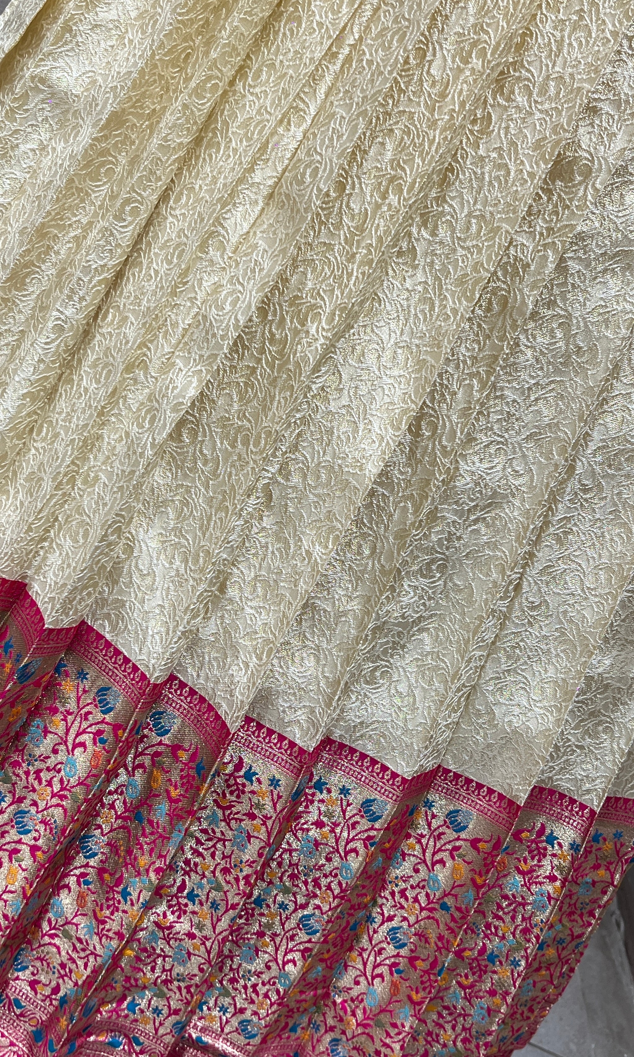 Cream and Pink Lehenga