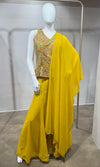 Yellow Embroidered Peplum Palazzo Set