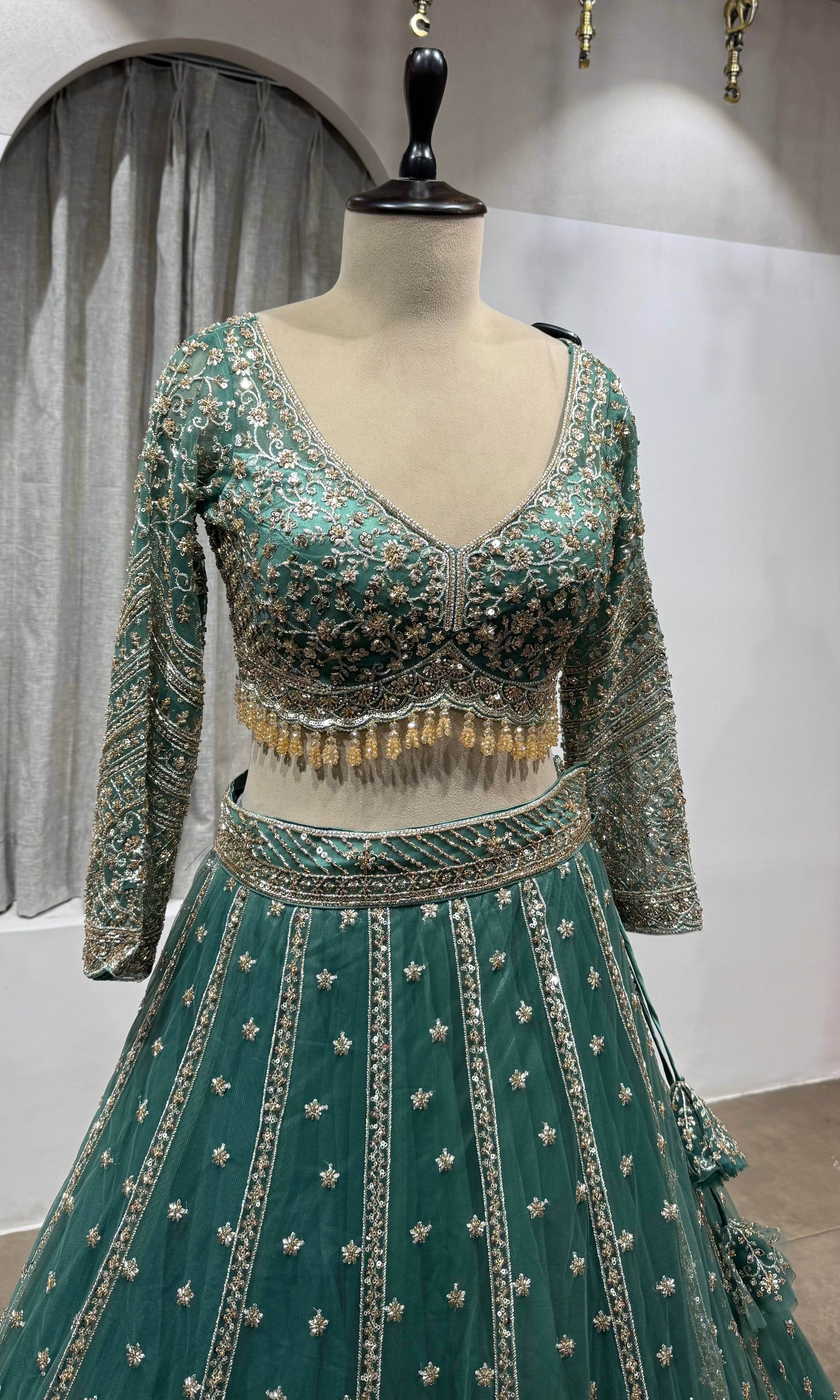 GREEN Embroidered Lehenga with Dupatta