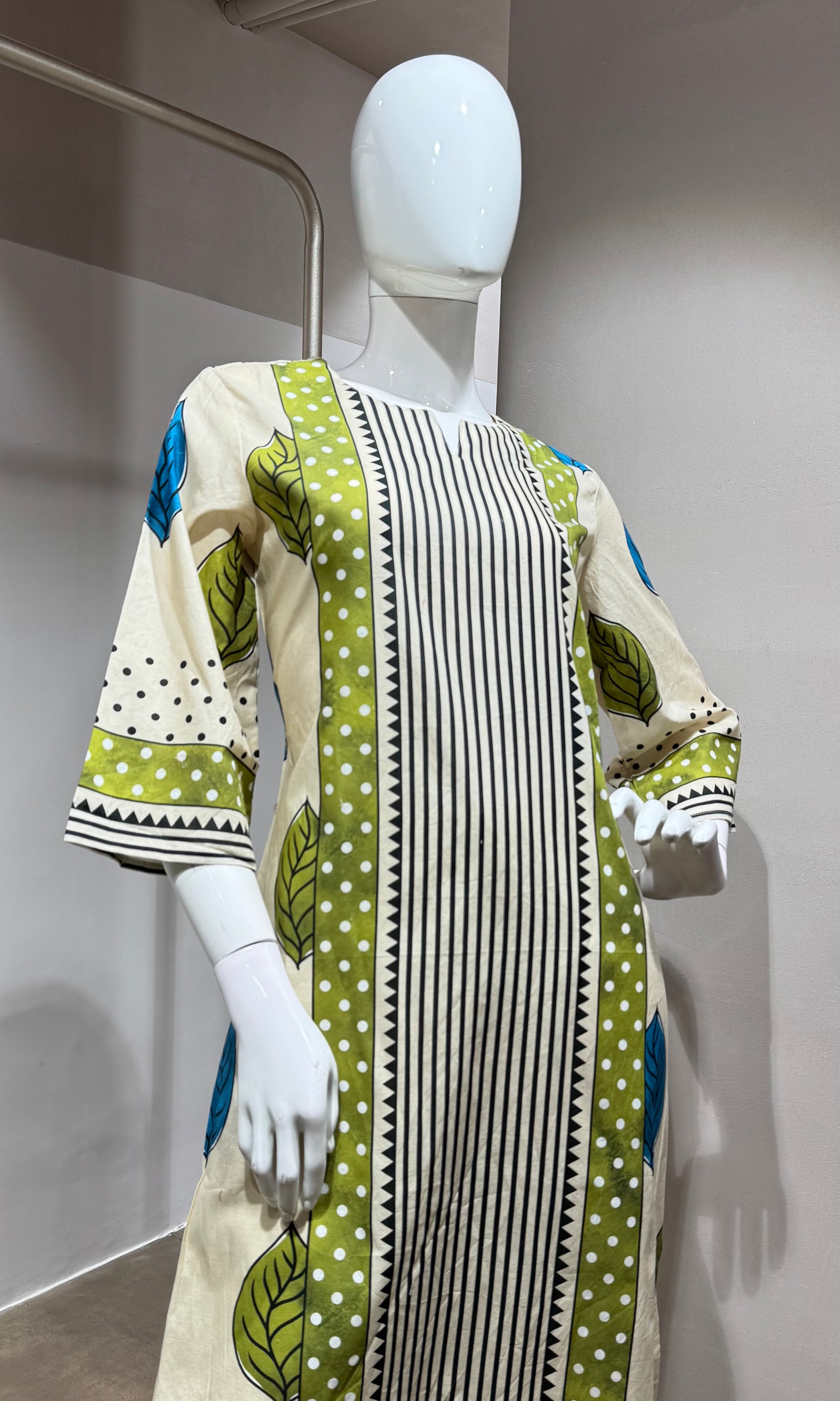 Green digital pattern kurti with pants