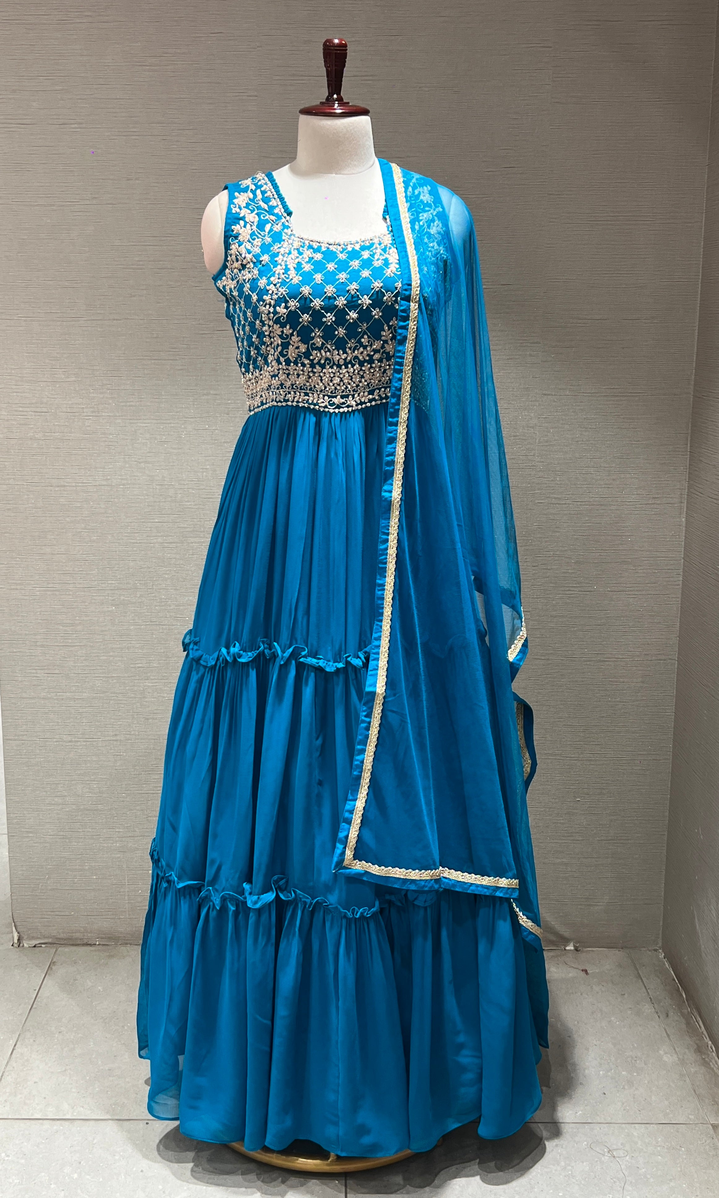 RAMA EMBROIDERED RUFFLE ANARKALI GOWN
