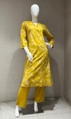 Yellow FLORAL PRINT KURTI SET