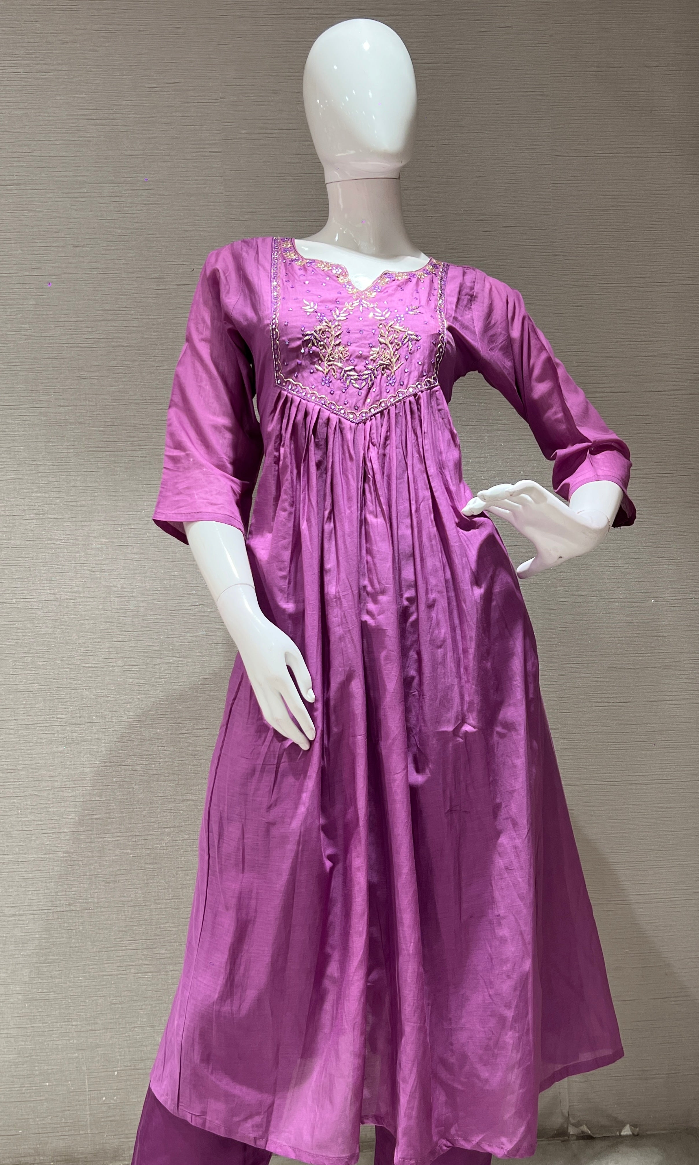 Purple MUL CHANDERI kurta set