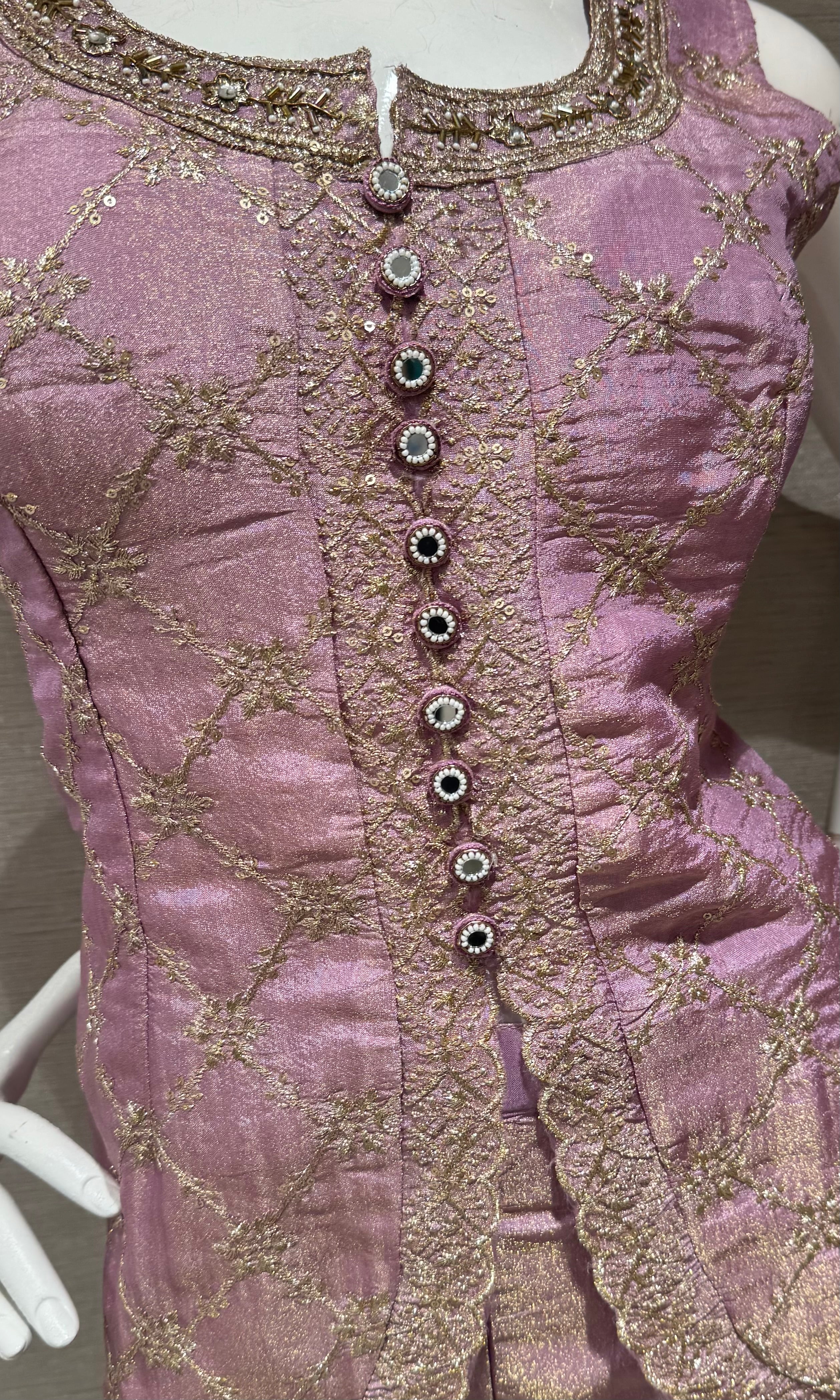 Lavender Pink Embroidered Sharara set with Dupatta