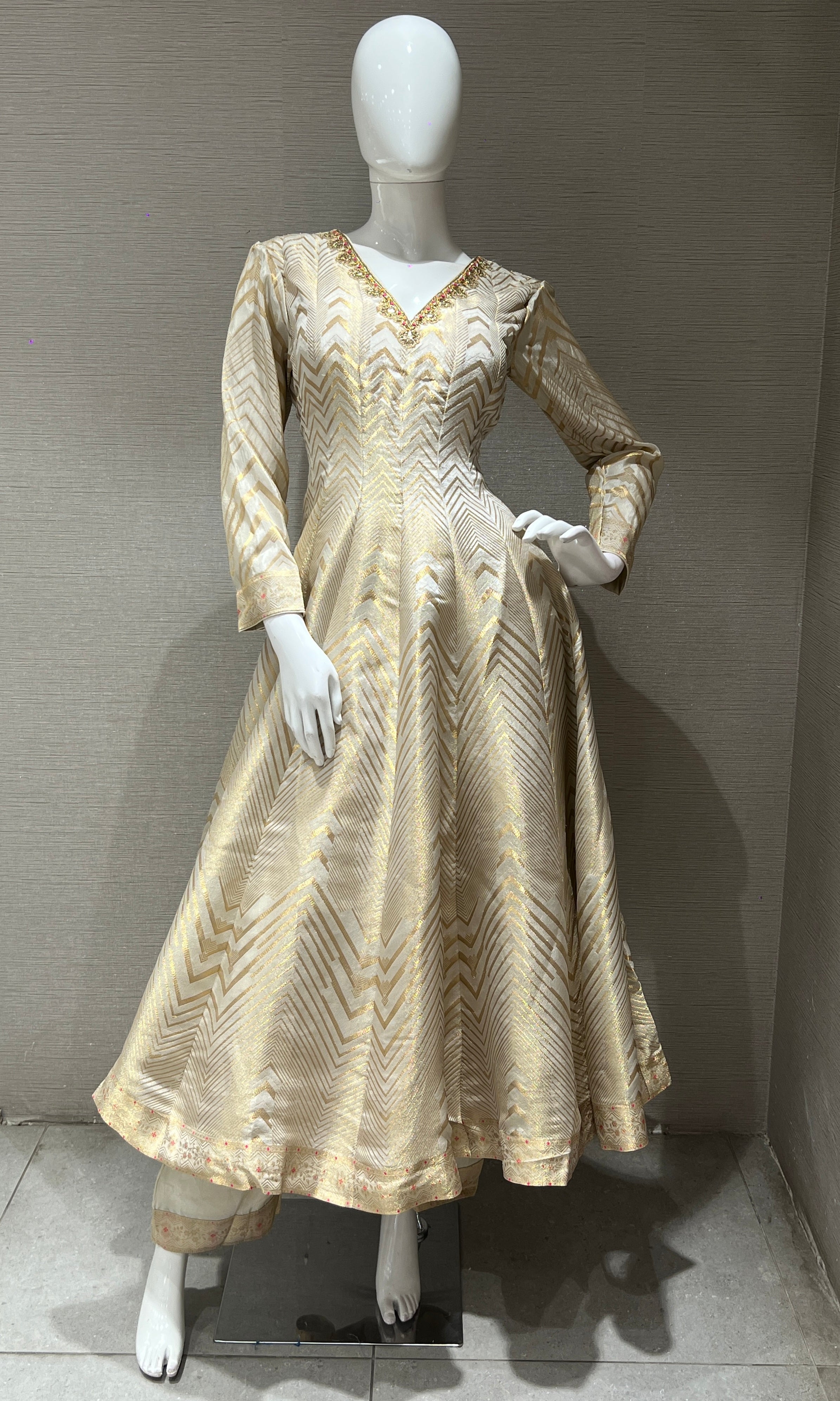 Golden Elegance Anarkali Set