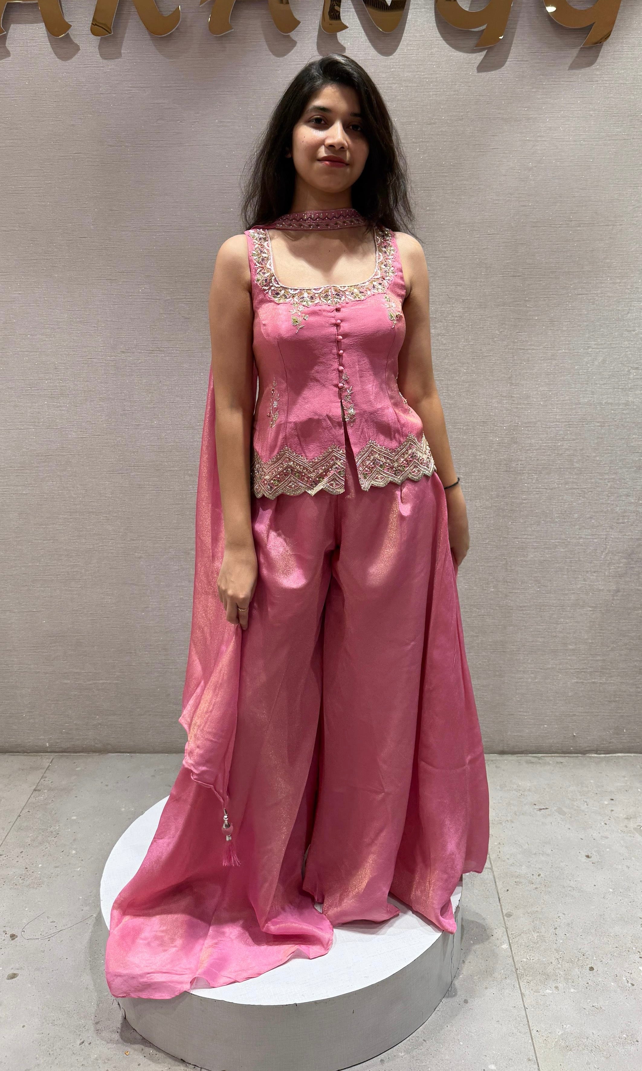 Rose Petal Peplum Palazzo Set