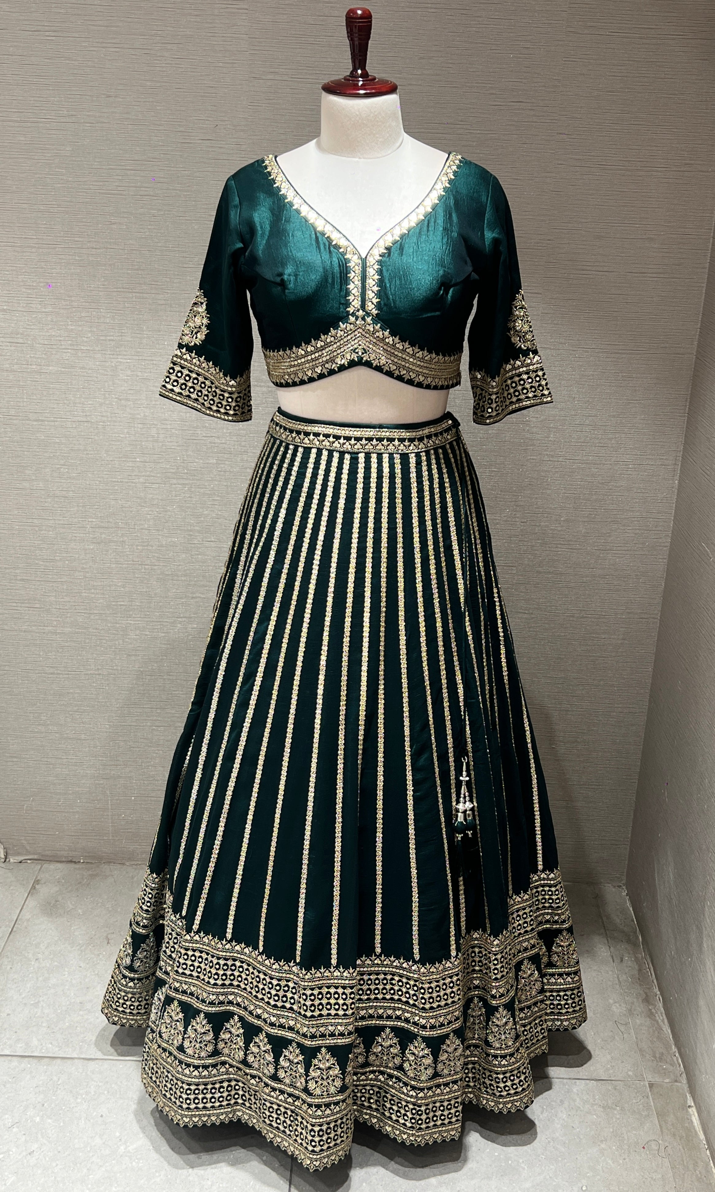 Bottle green Lehenga