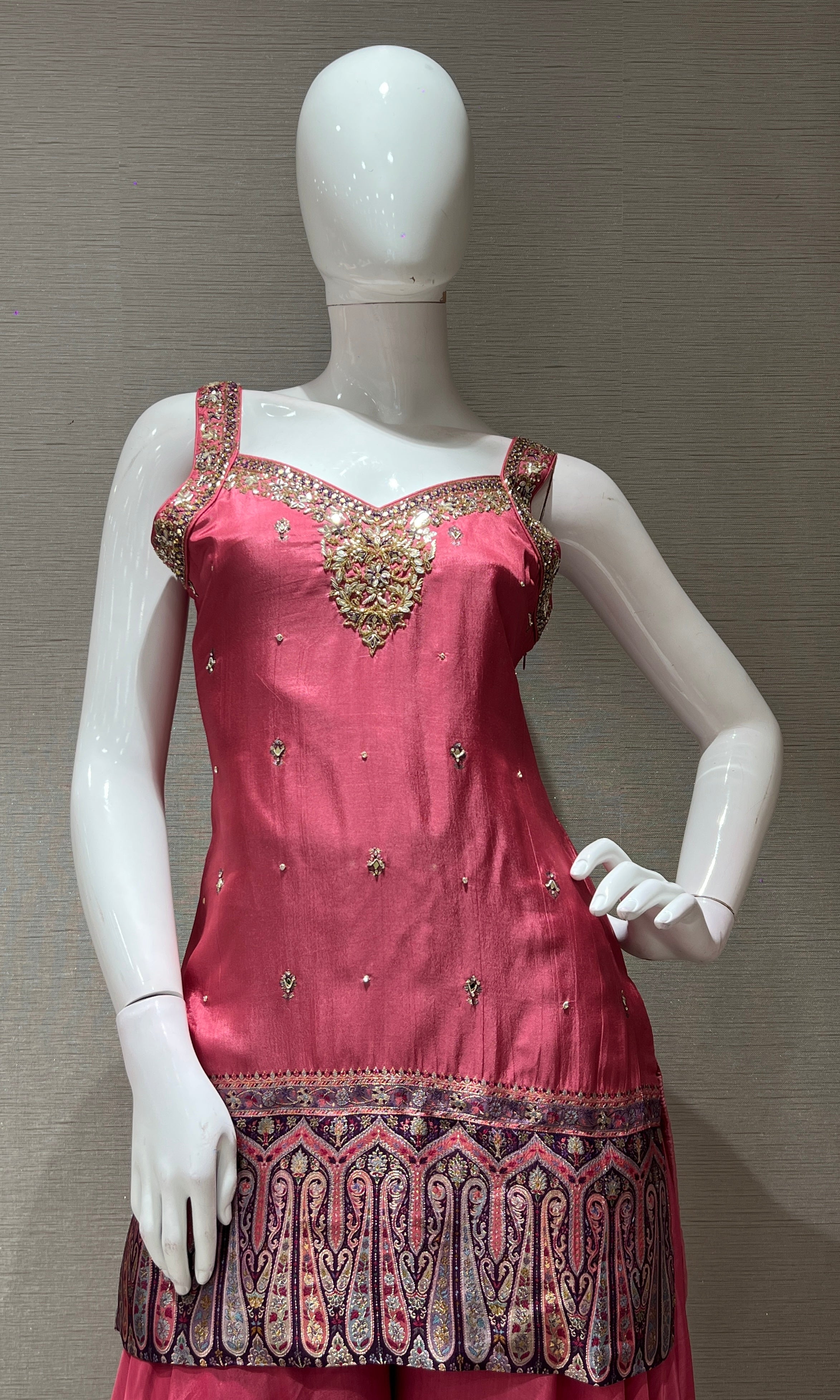 Pink EMBELLISHED SHARARA SET