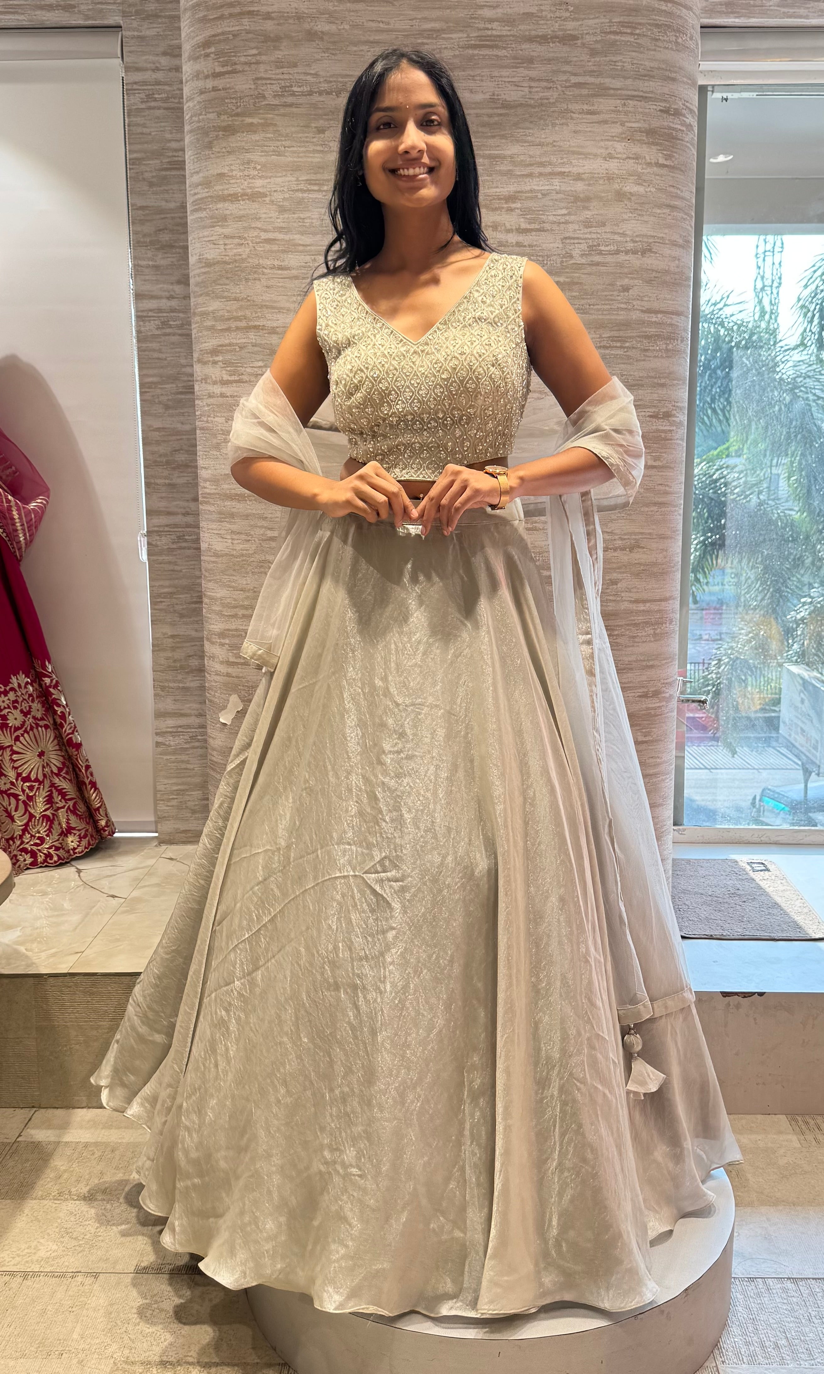 Silver Crystal EMBROIDERED LEHENGA