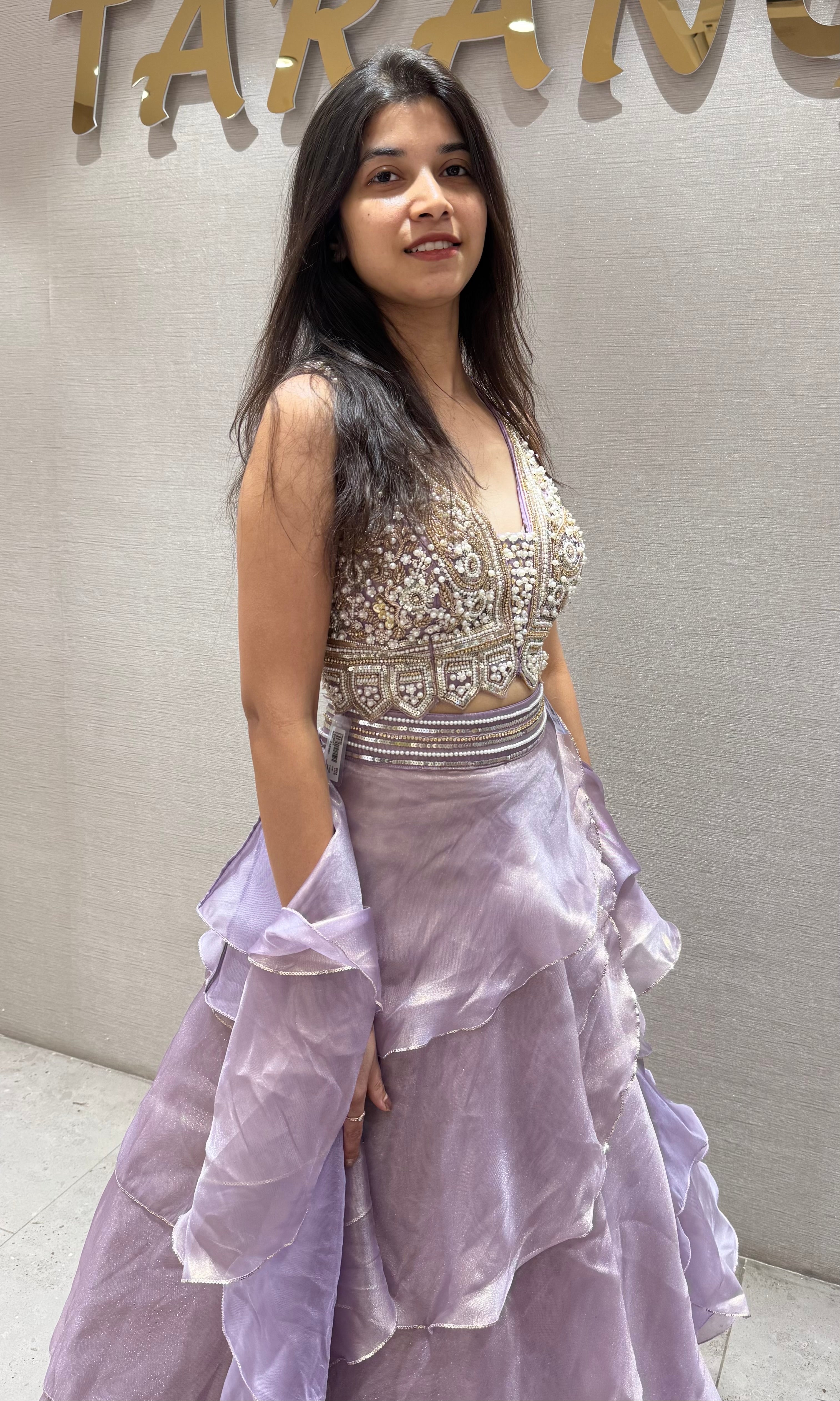 LILAC ruffled lehenga set WITH ELEGANT BLOUSE