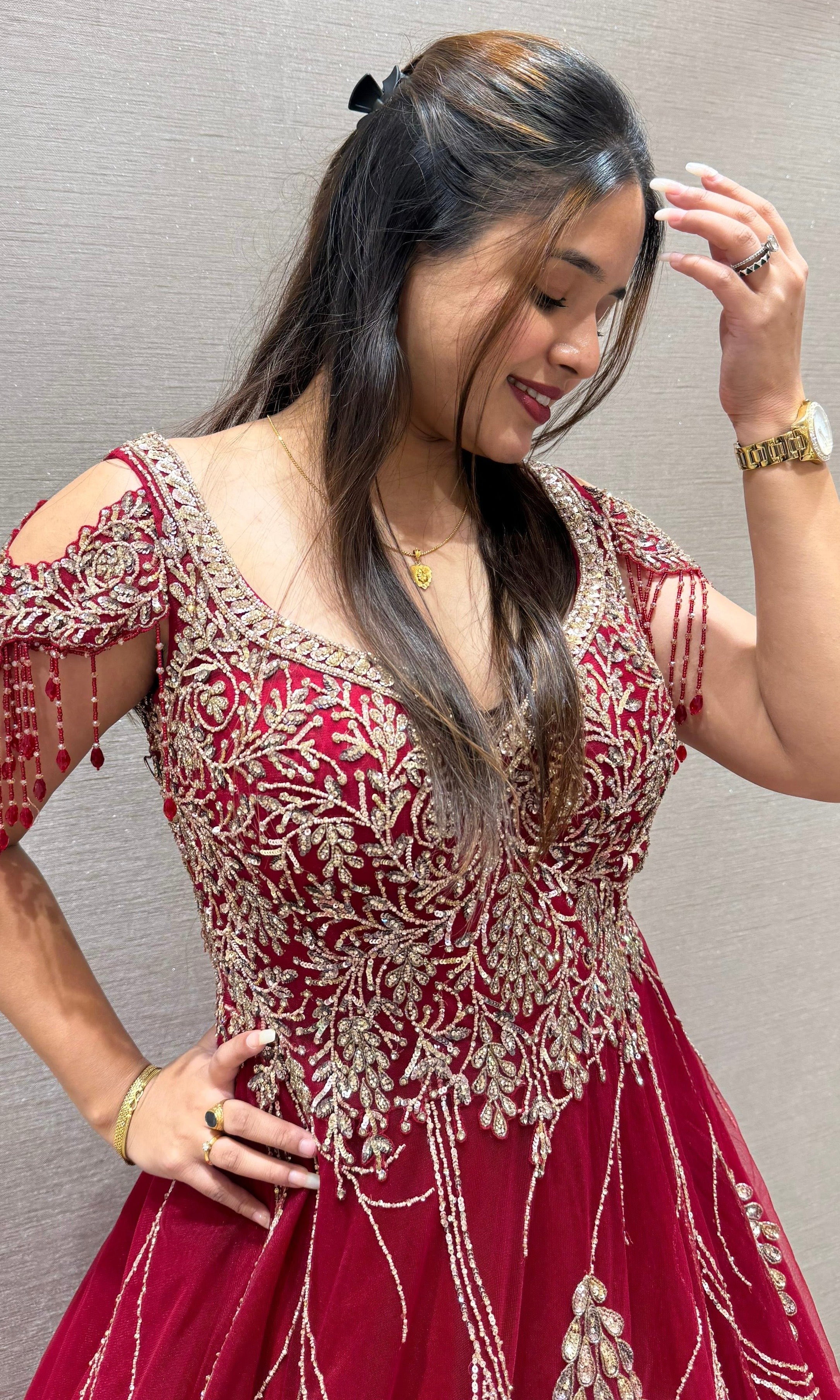 Maroon long dress
