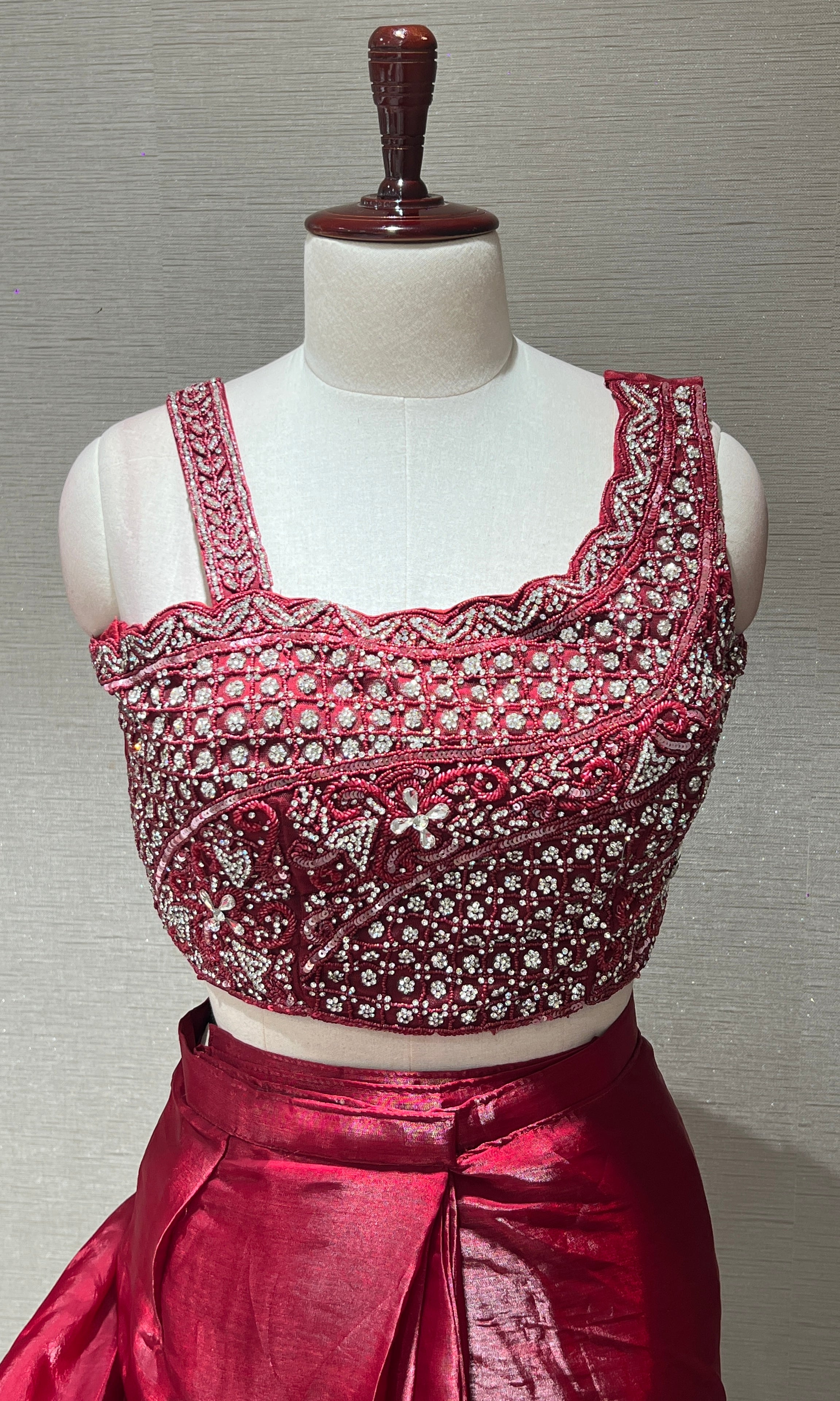 Maroon one minute saree