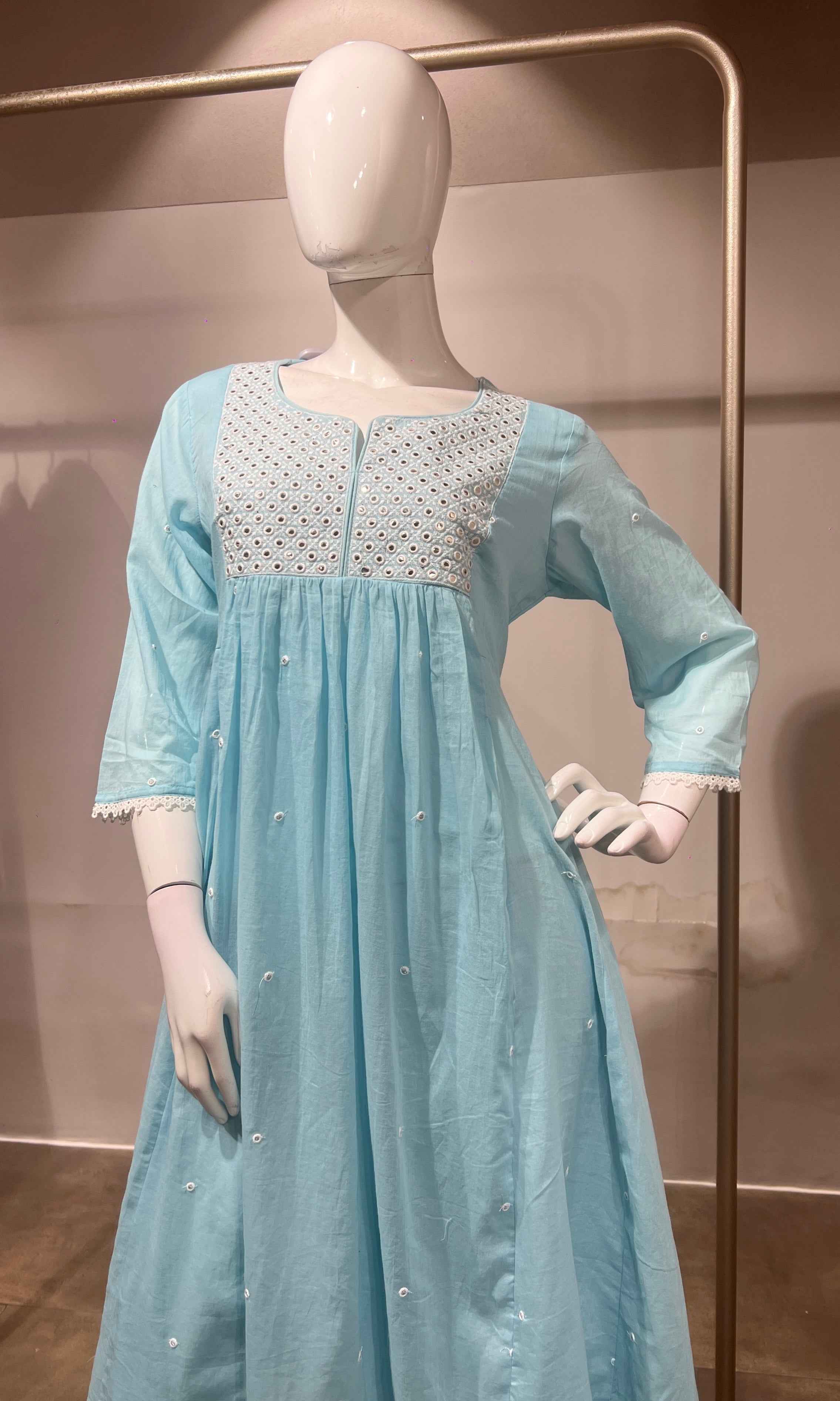 Sea Blue Embroidered frock