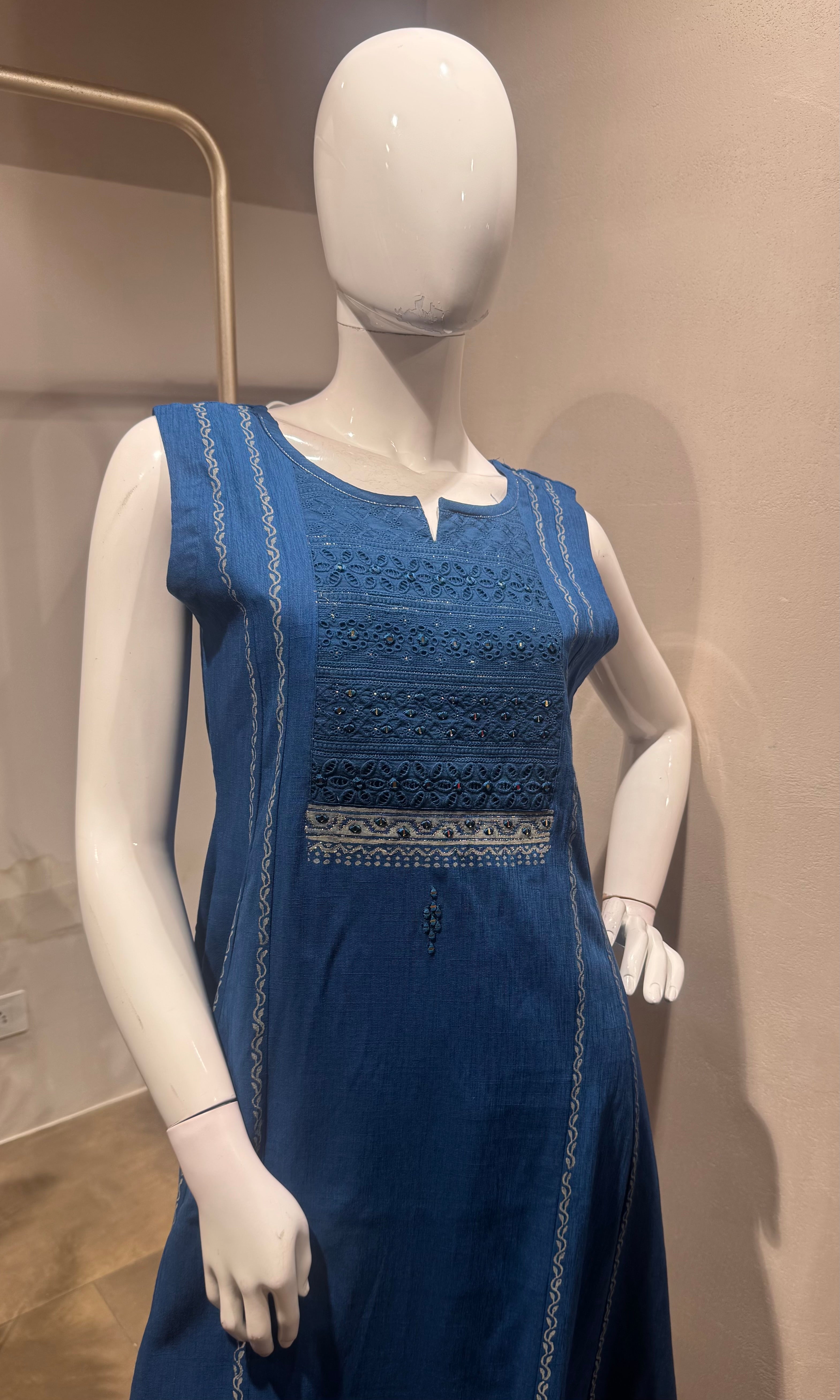 Regal Blue Ethnic Kurti with bottom