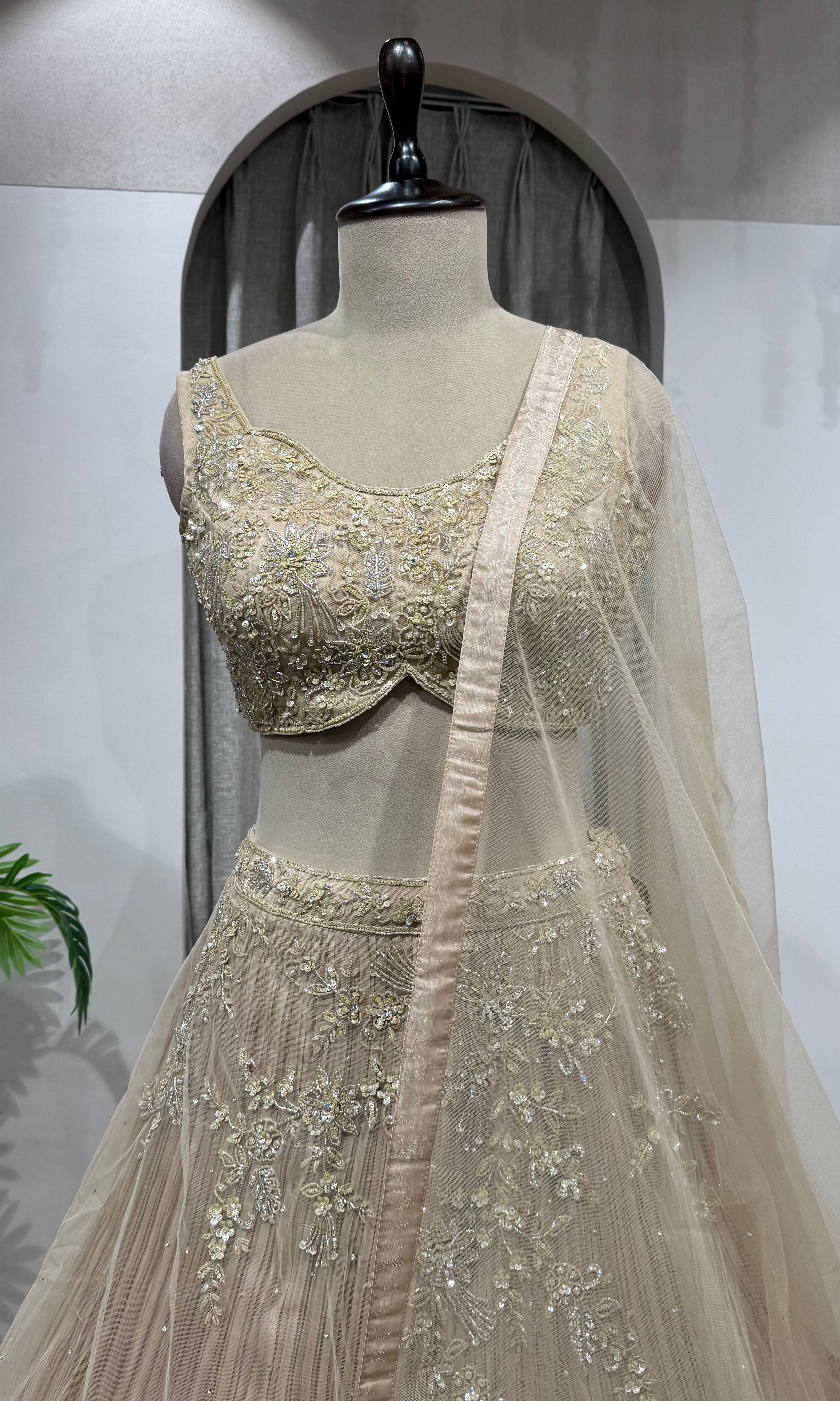 GOLD pleated Embroidered lehenga choli