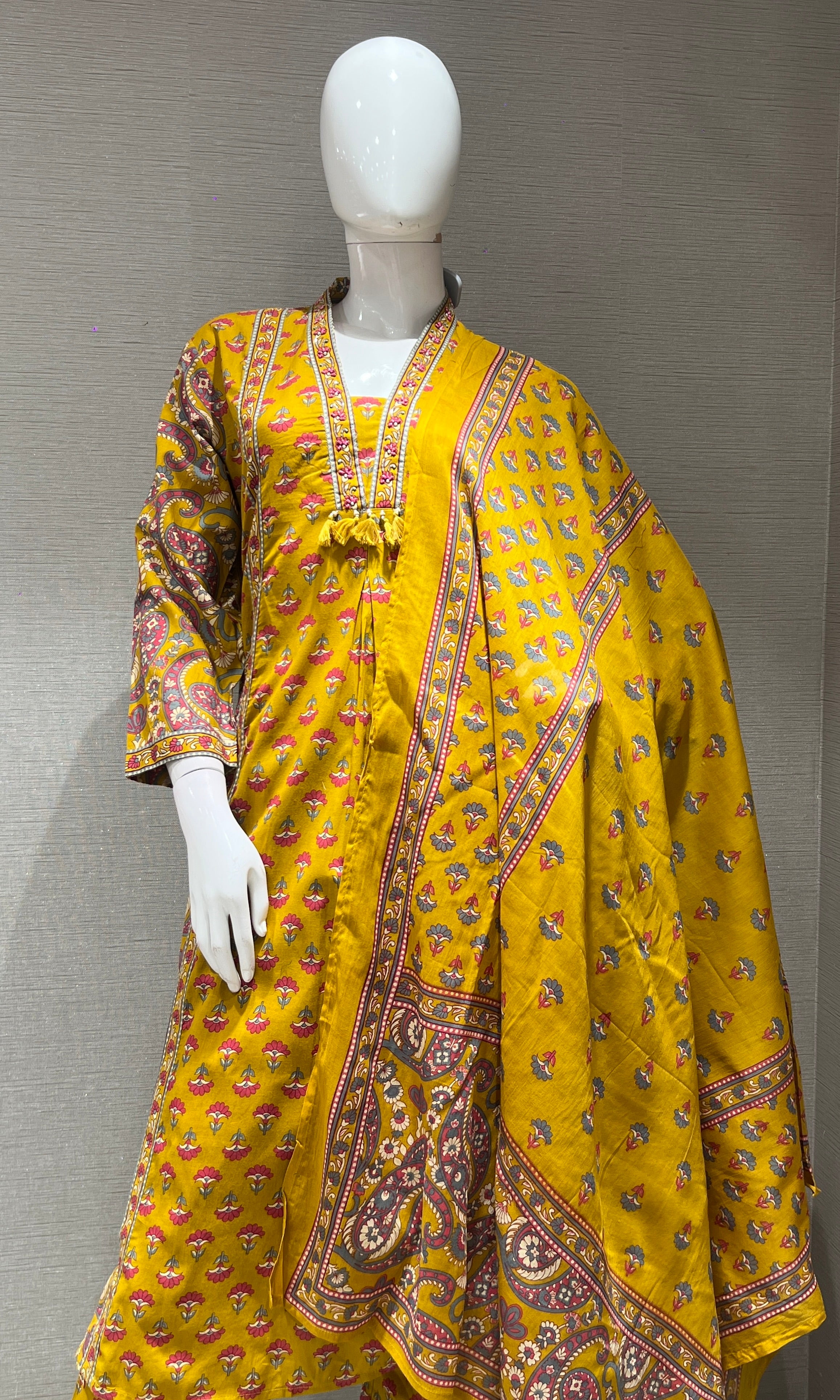 Mustard yellow KURTA SET WITH PALAZZO PANTS