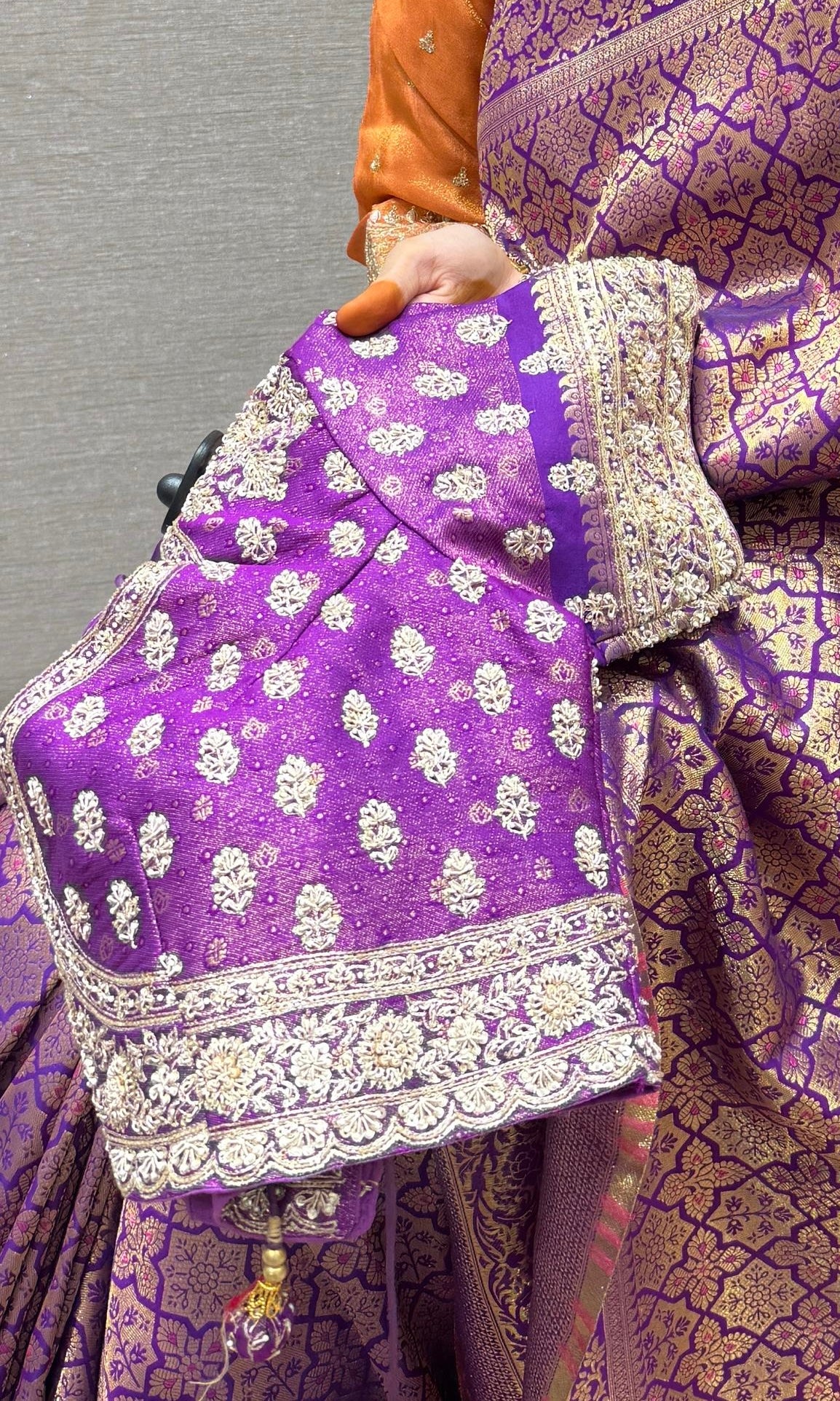 Purple saree with ready blouse
