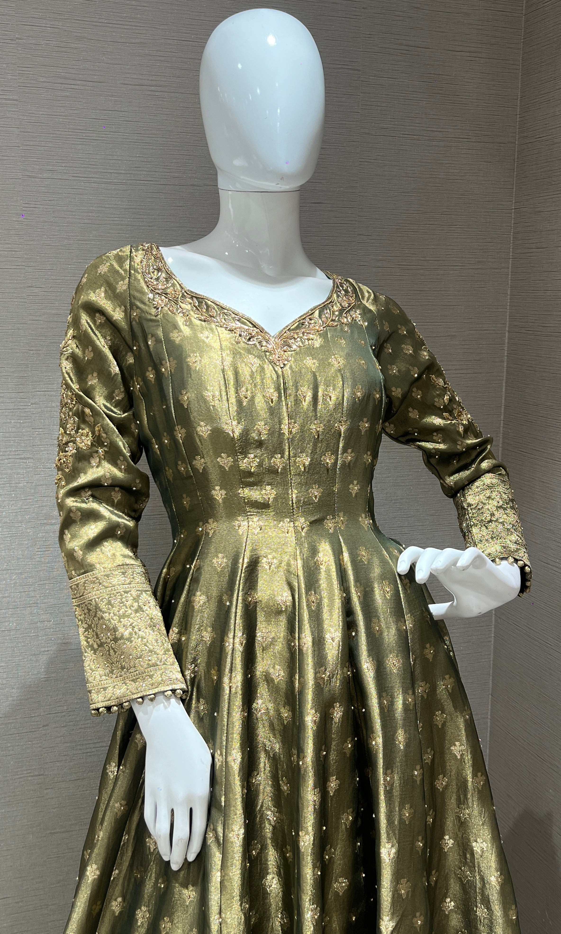 Green Anarkali kurta set with palazzo pants