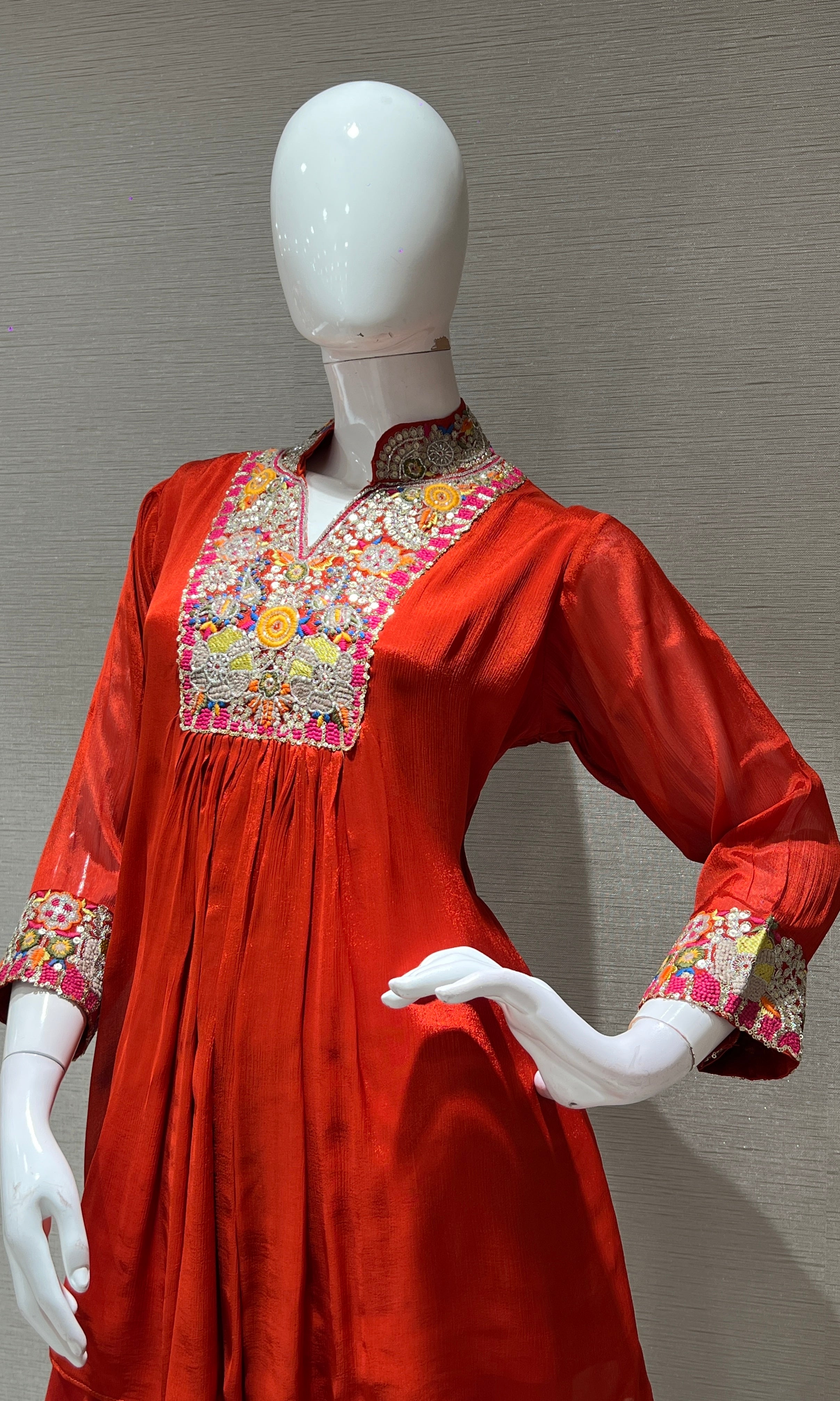 RUST FLORAL KURTI TOP