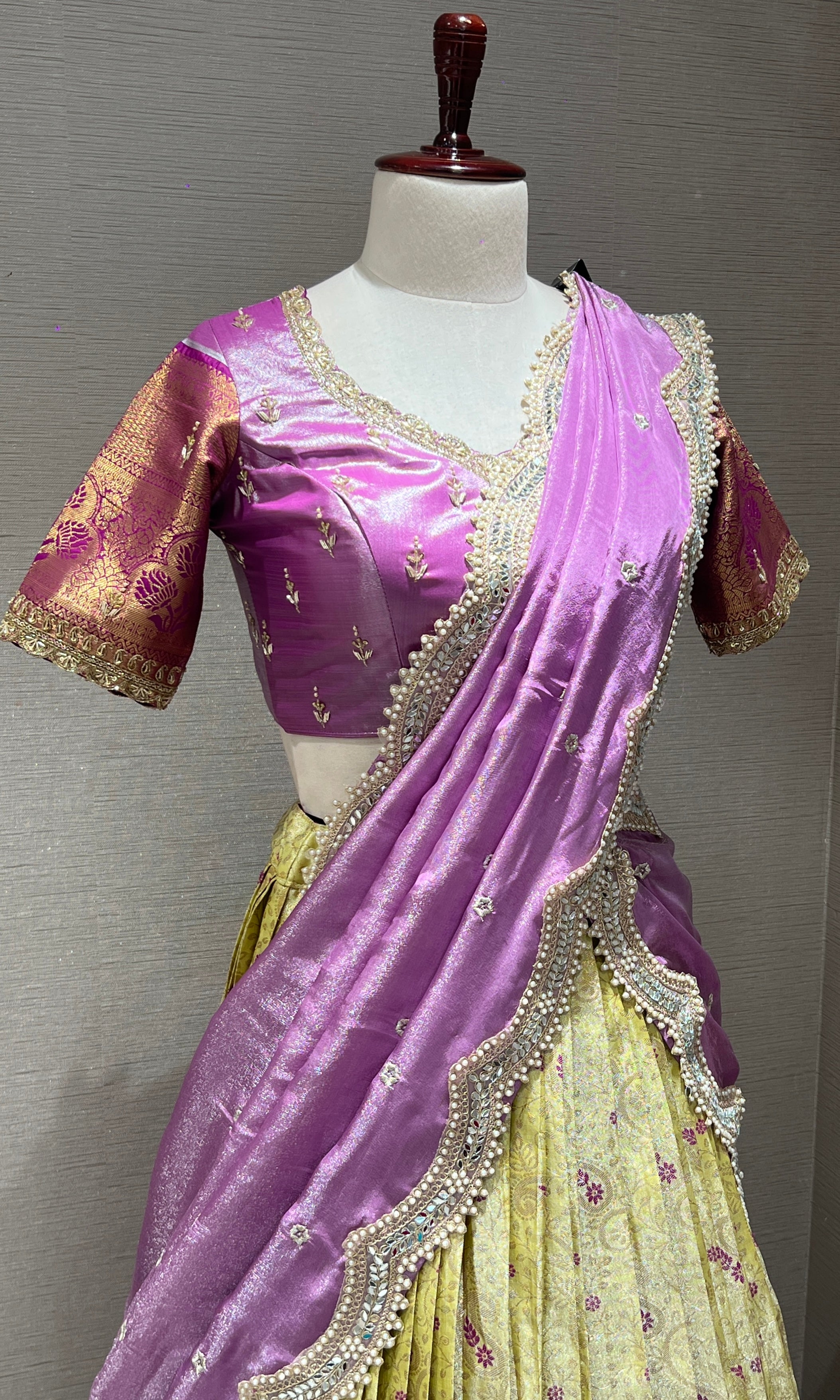 Lavender and Parrot Green Lehenga