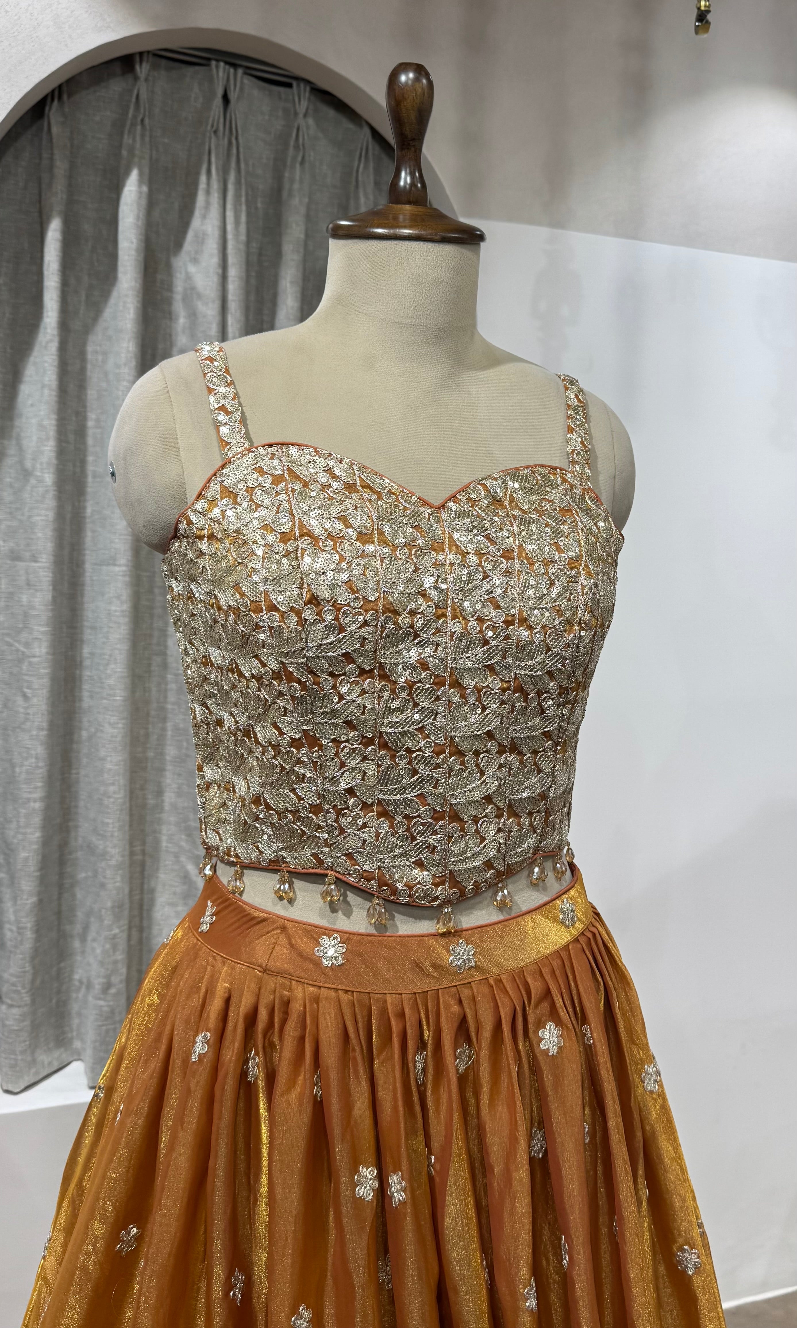 Rust Tissue Silk Elegance lehenga set