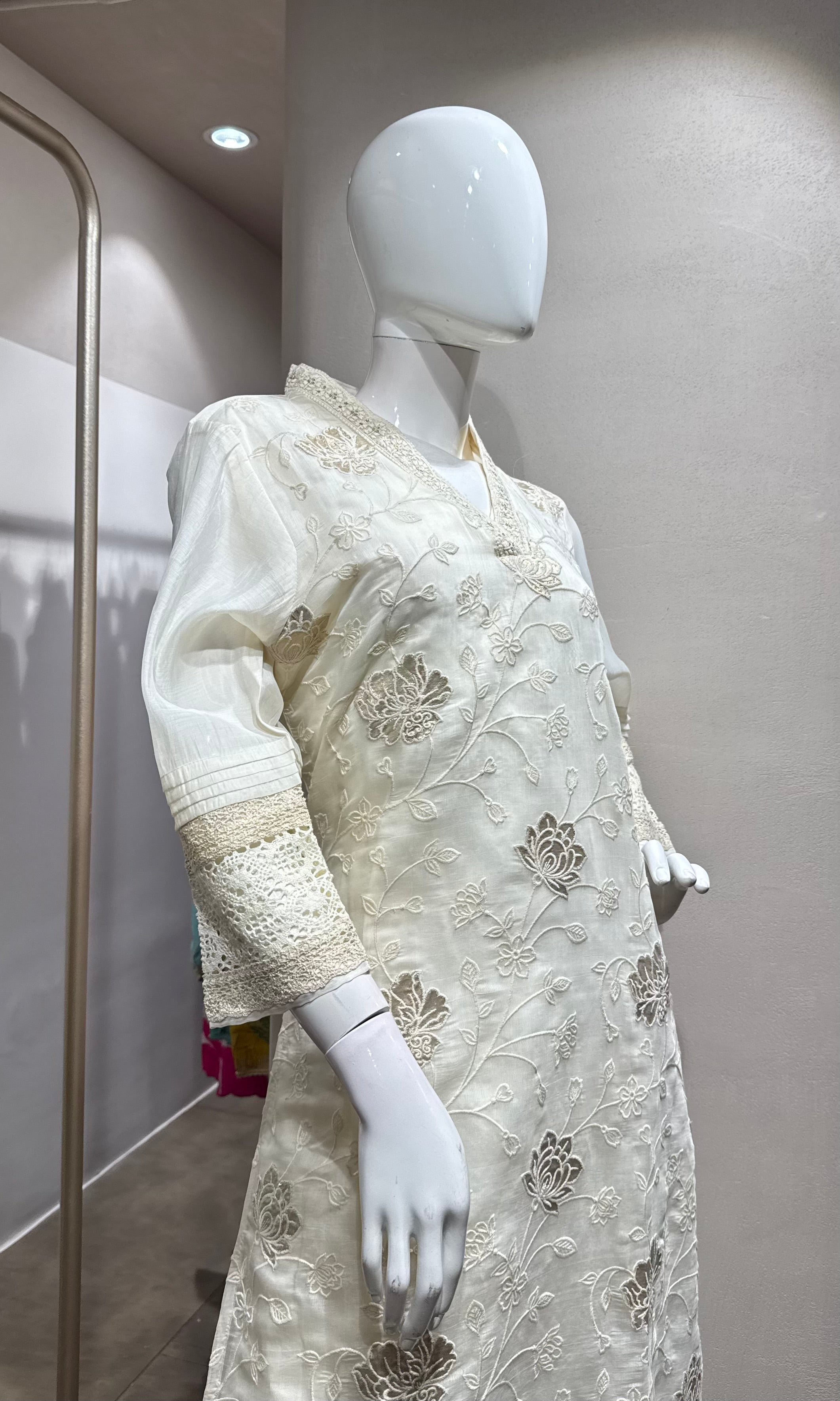 Mustard Cotton Chikankari KURTA Set