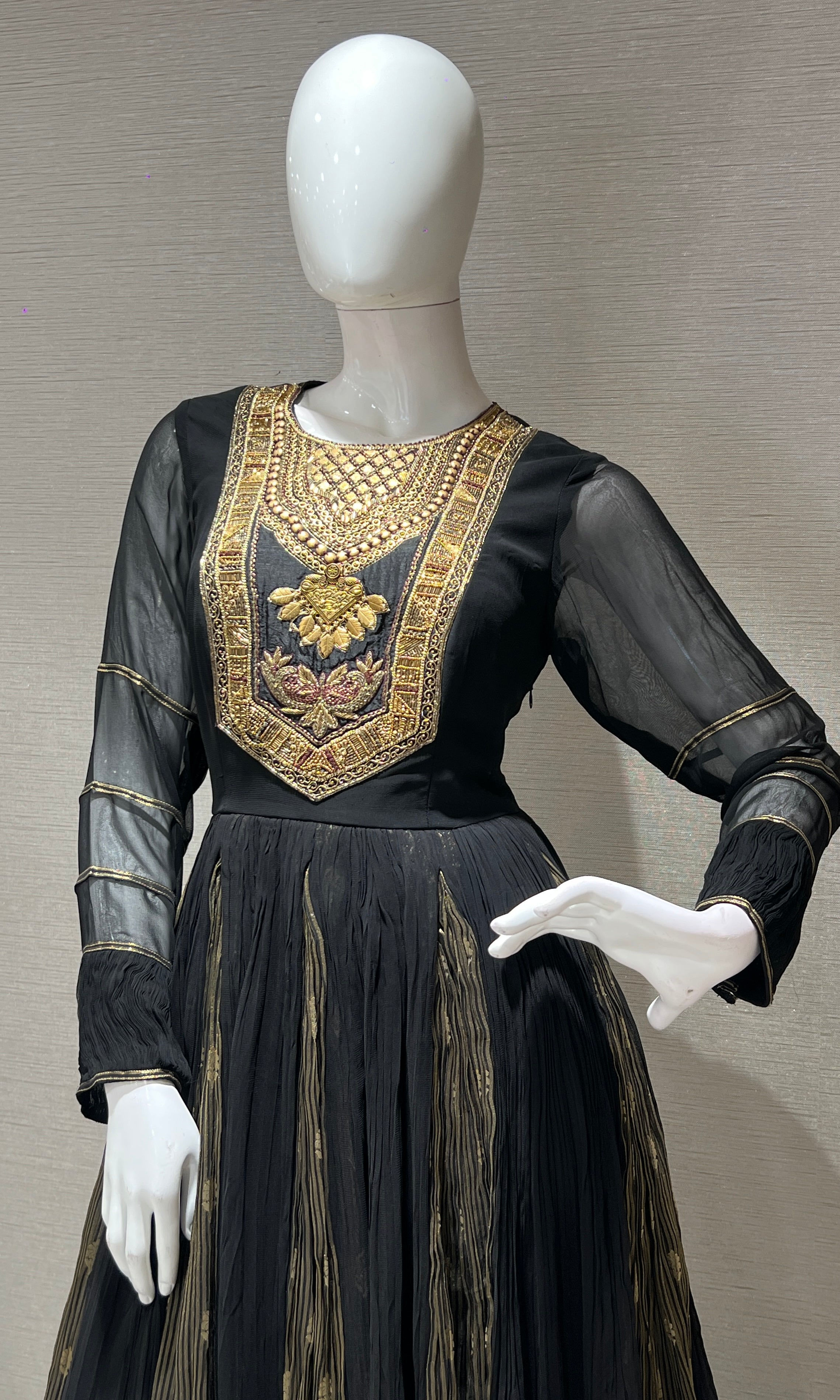 Black GOLDEN ANARKALI