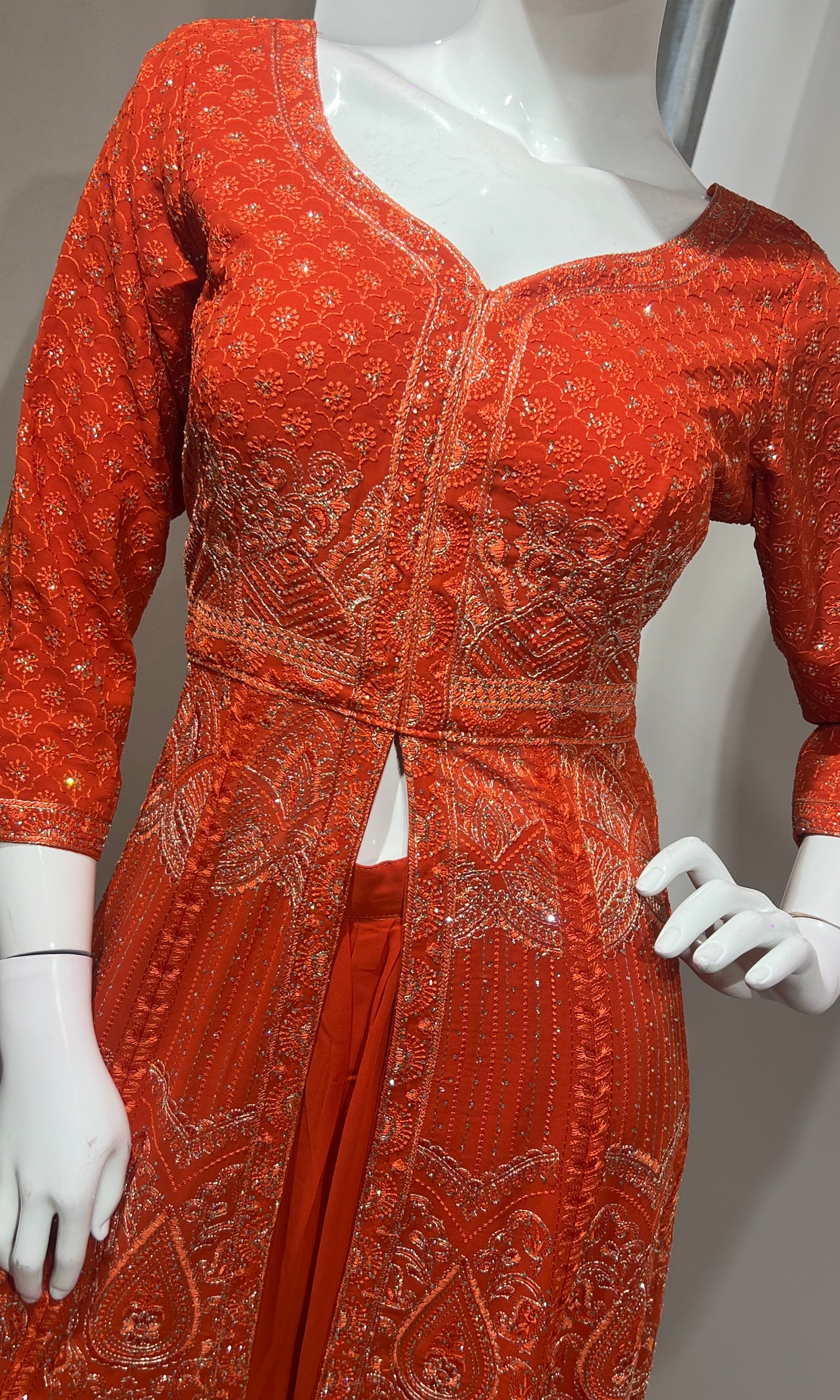 Orange FRONT SLIT ANARKALI SET
