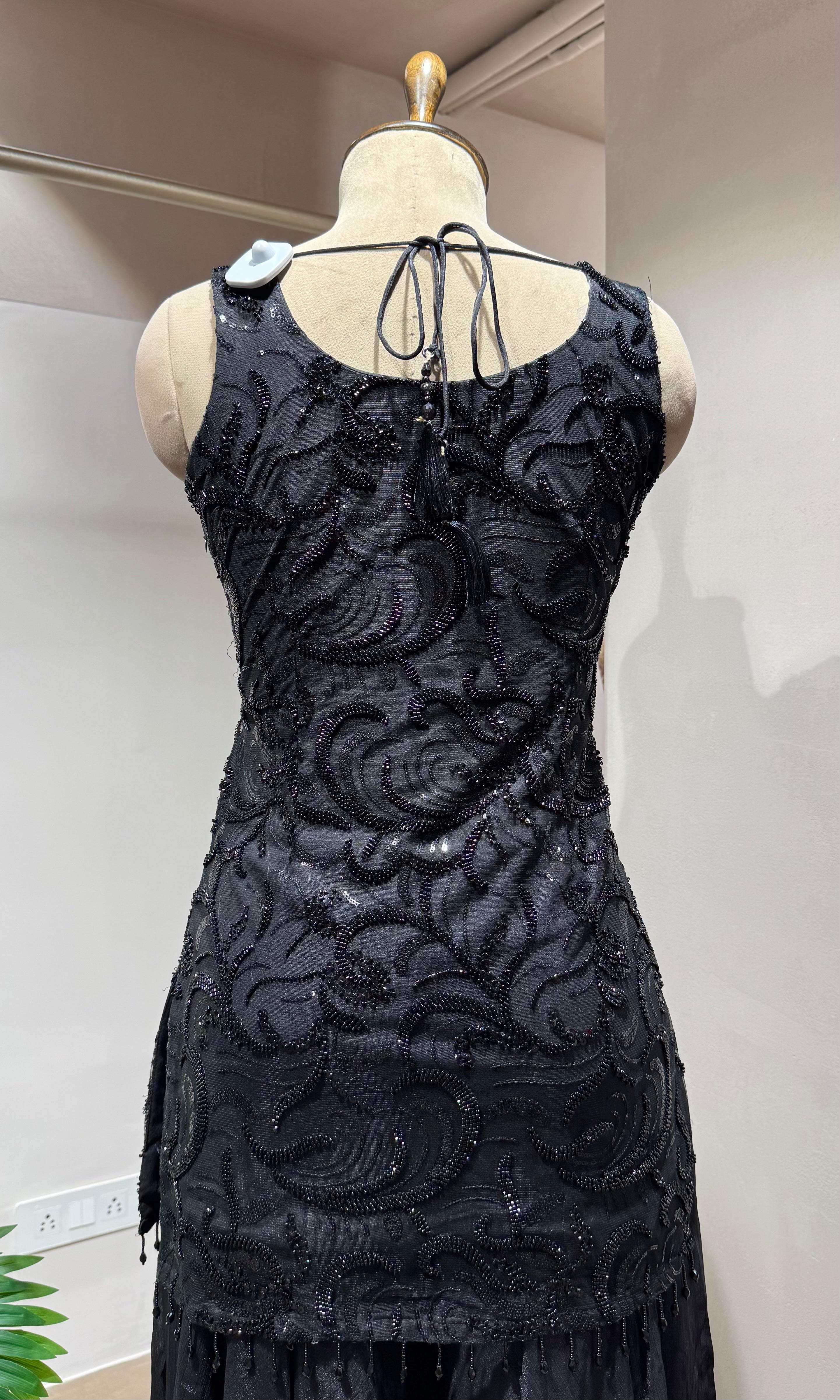 BLACK SHARARA WITH BEAD WORK