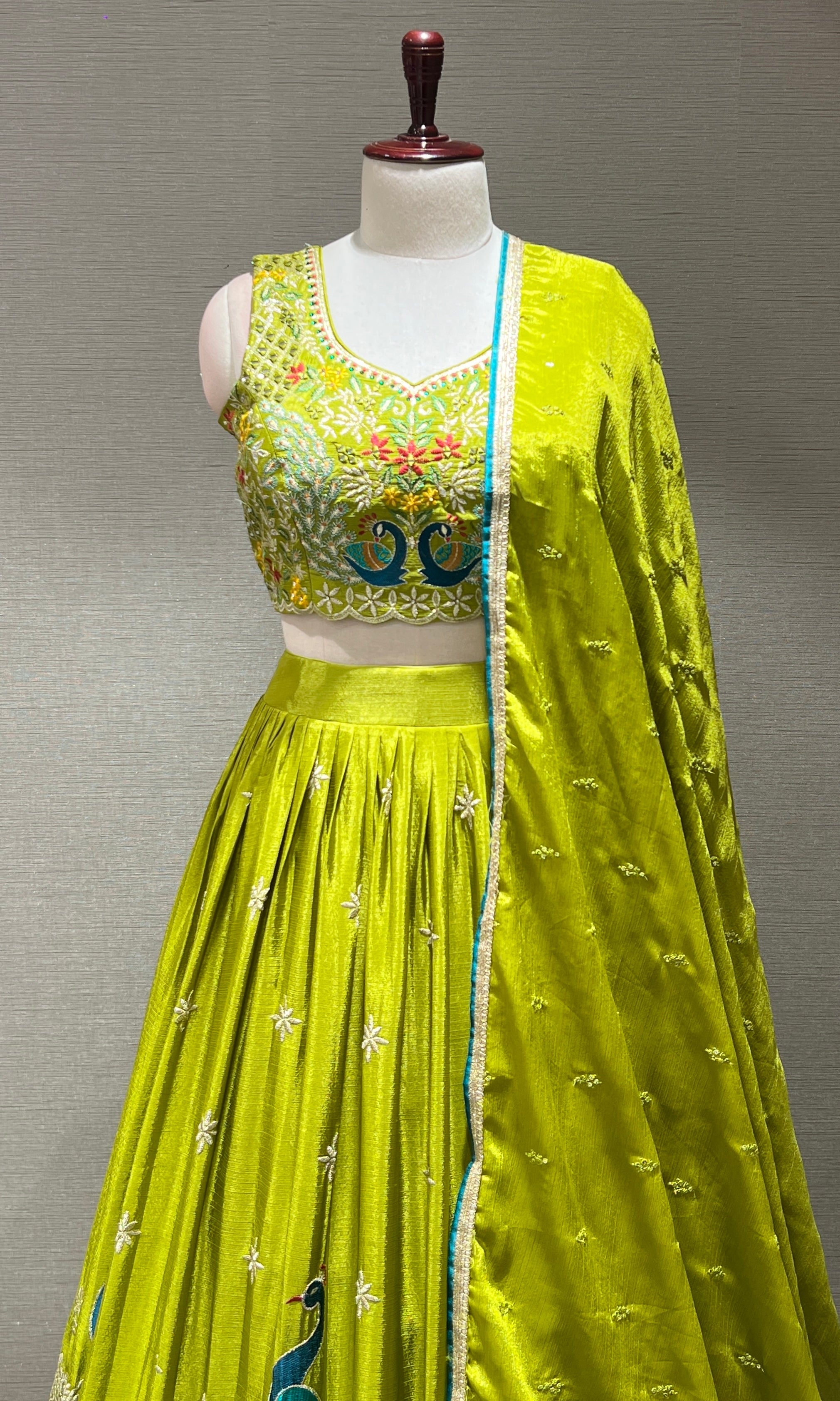 Green Lehenga WITH PEACOCK DESIGN